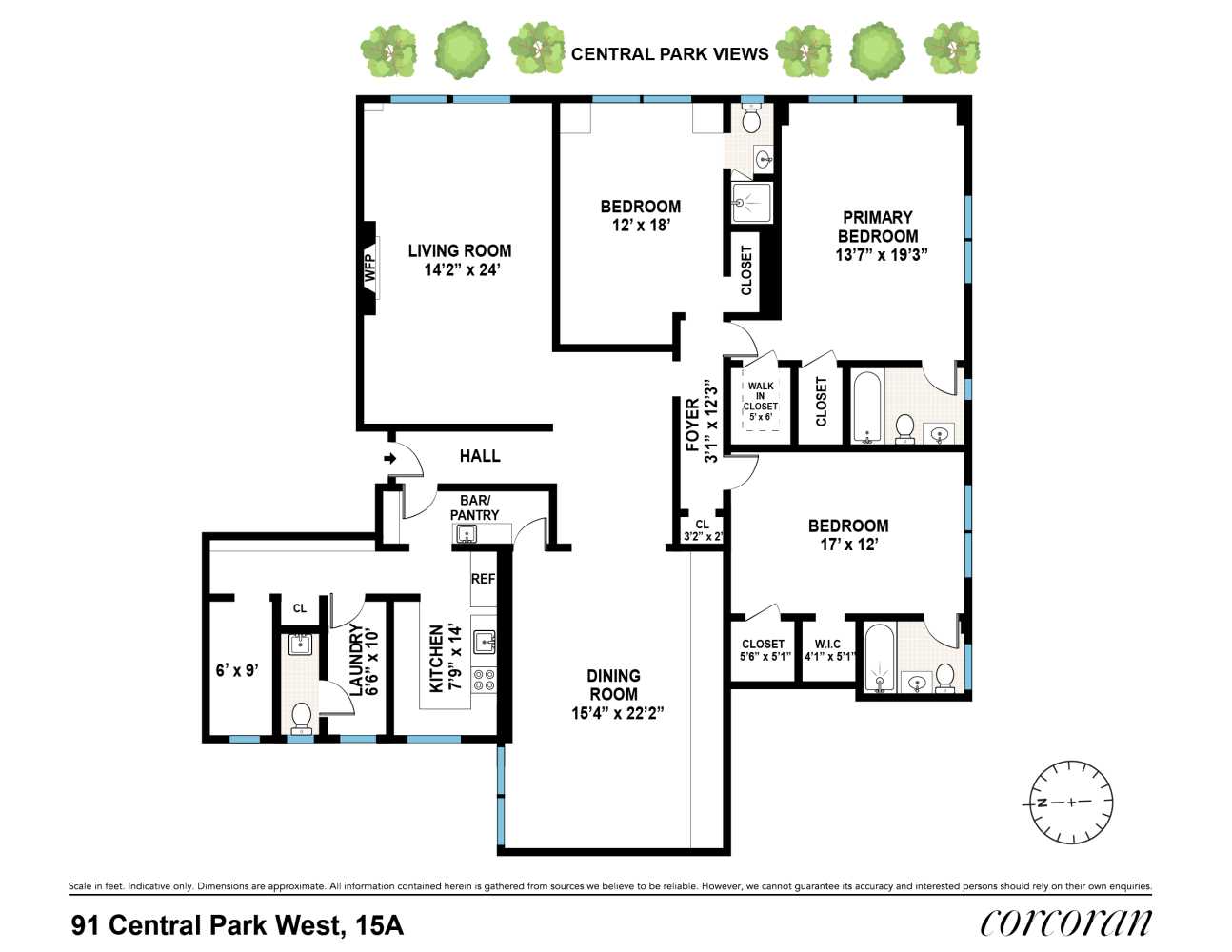 Floorplan for 91 Central Park, 15A