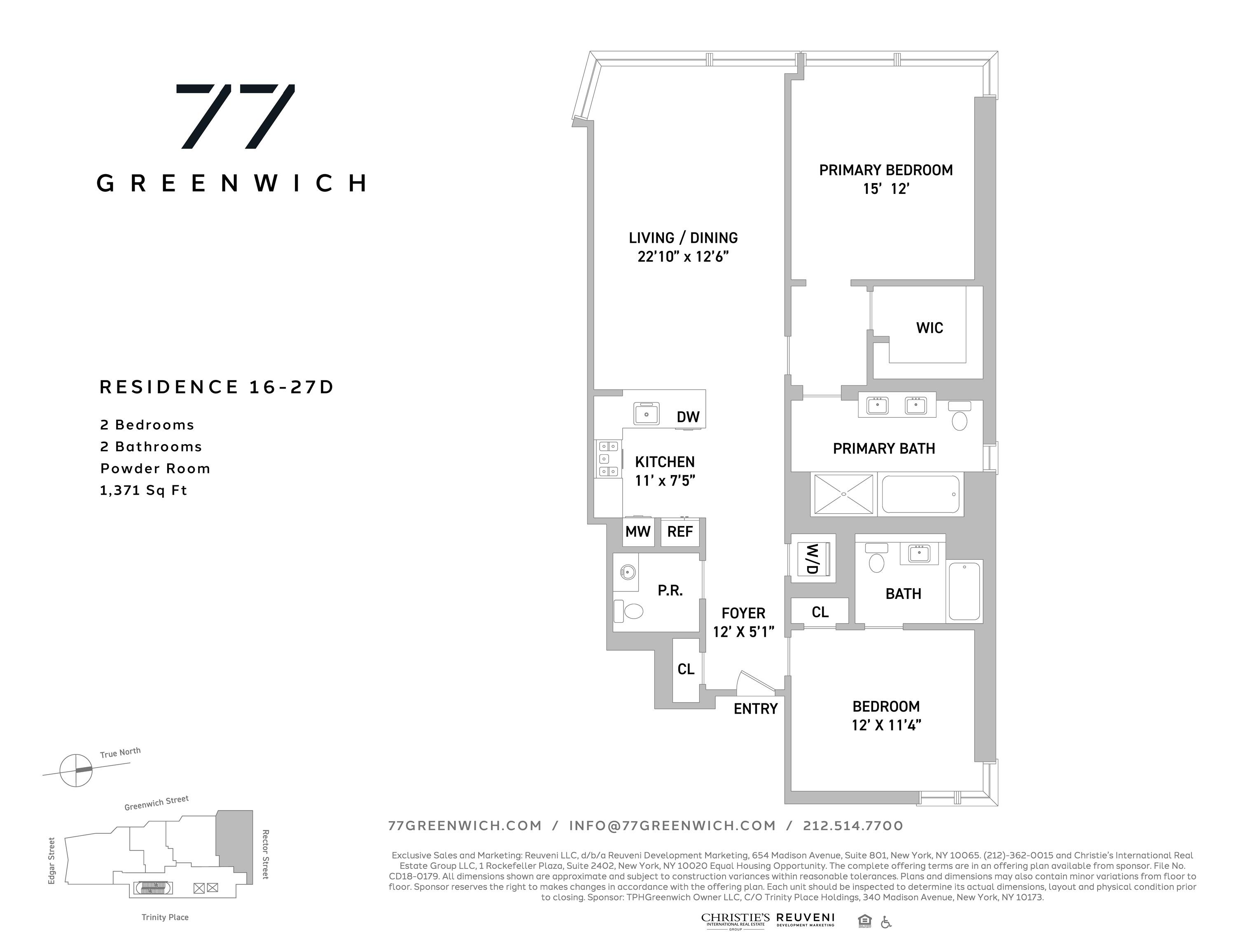 Floorplan for 77 Greenwich Street, 19-D