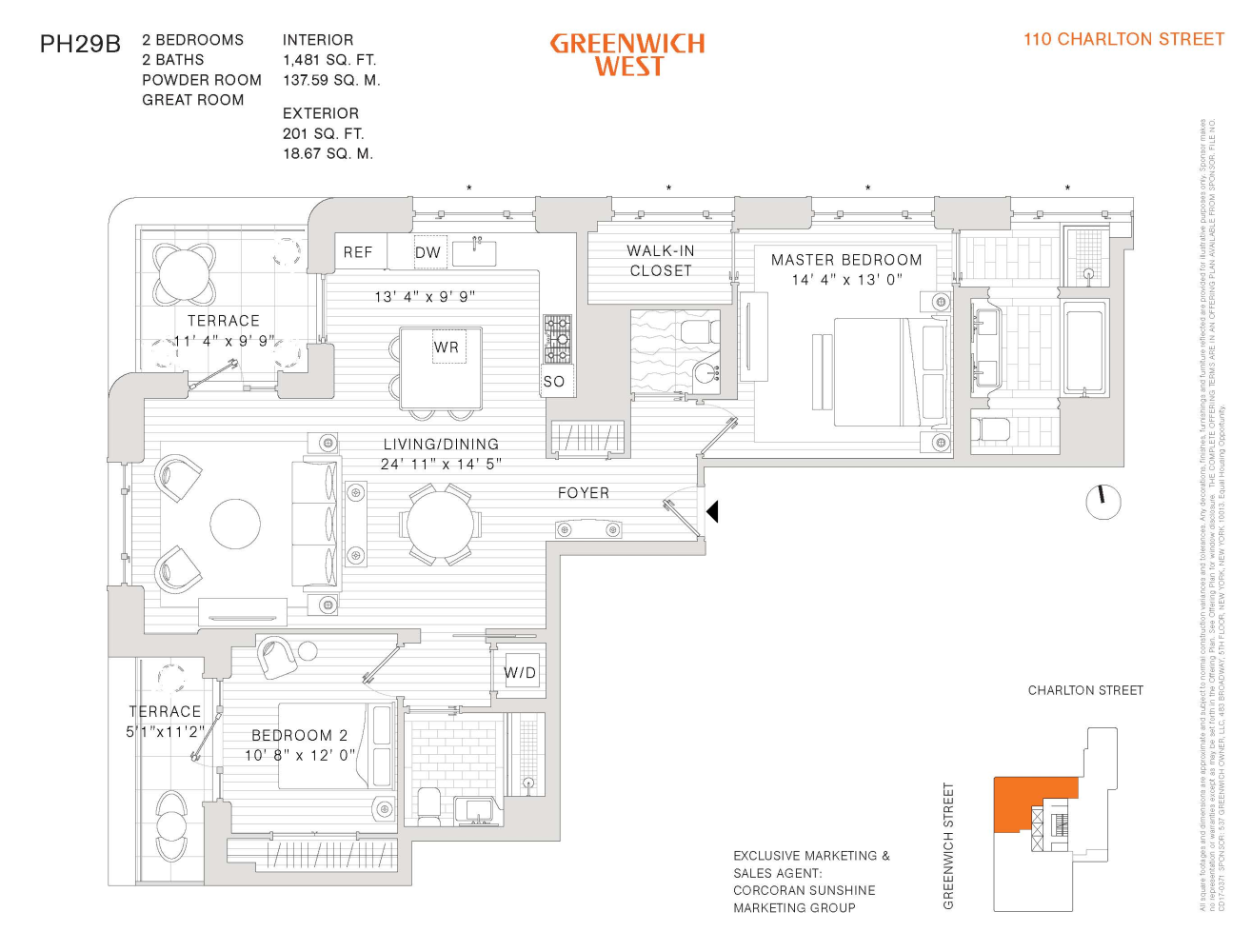 Floorplan for 110 Charlton Street, PH29B