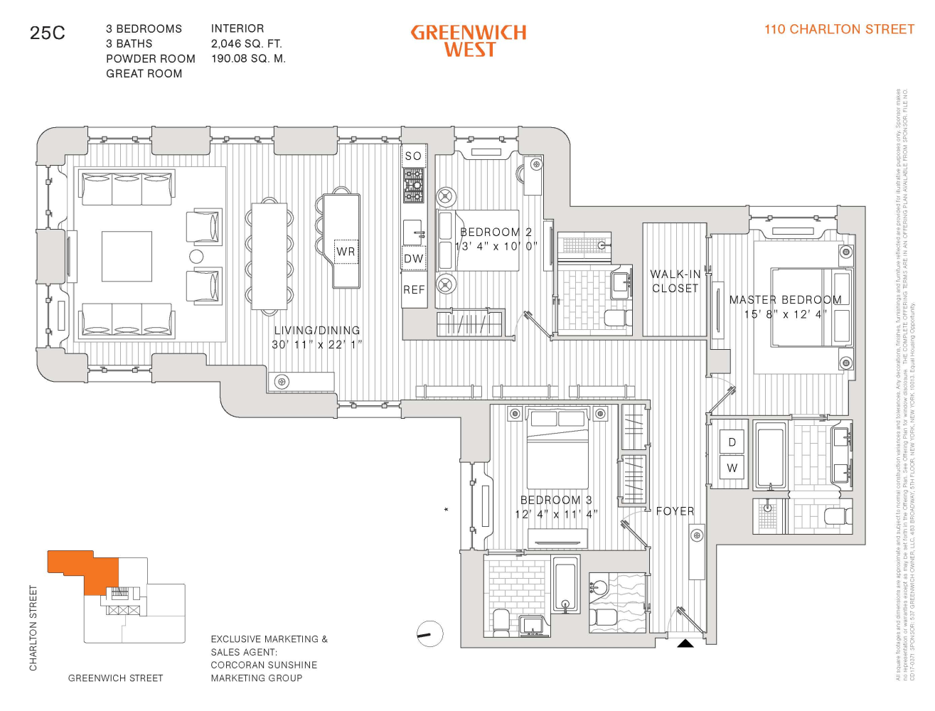 Floorplan for 110 Charlton Street, 25C