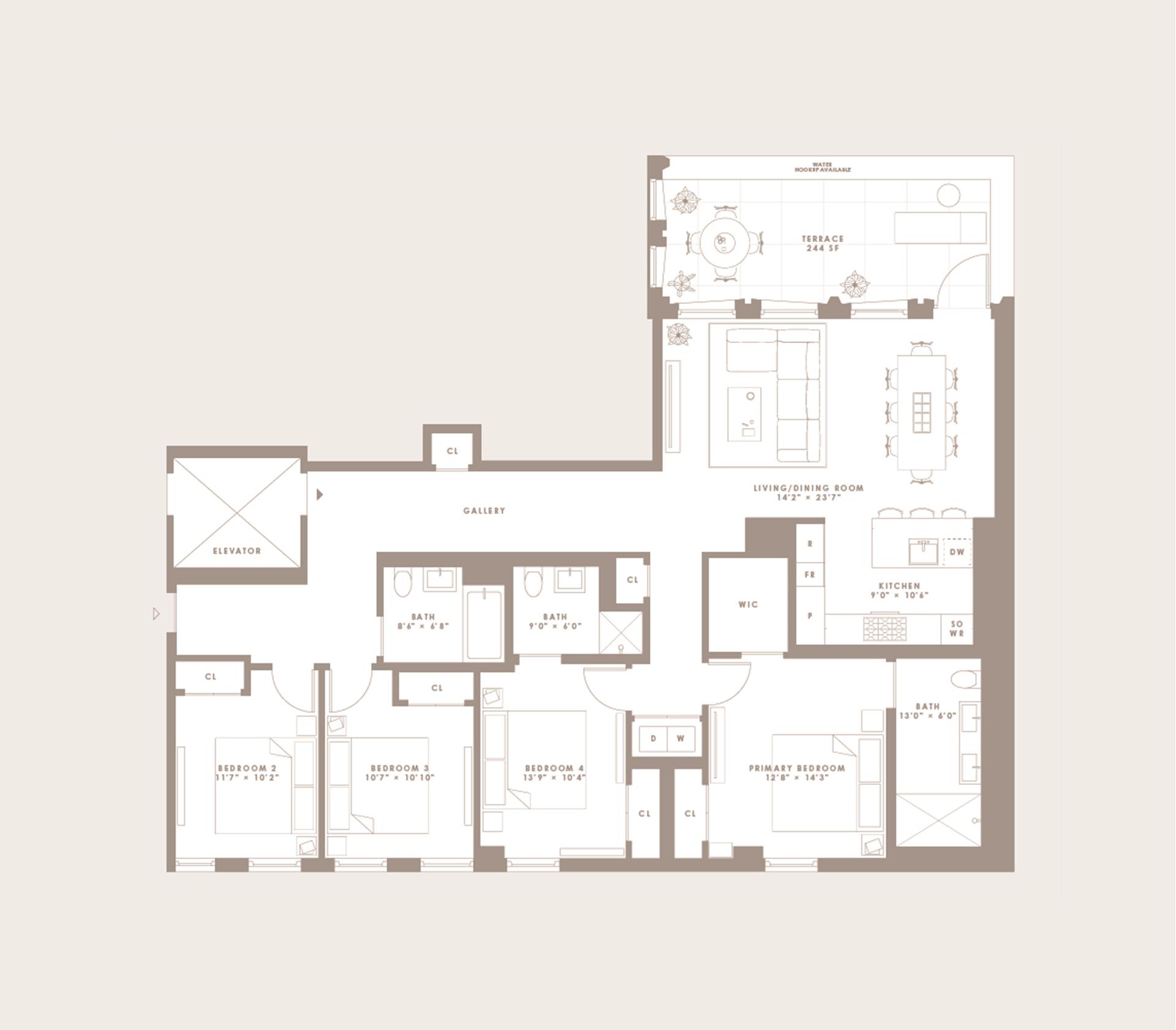 Floorplan for 212 West 93rd Street, 5B