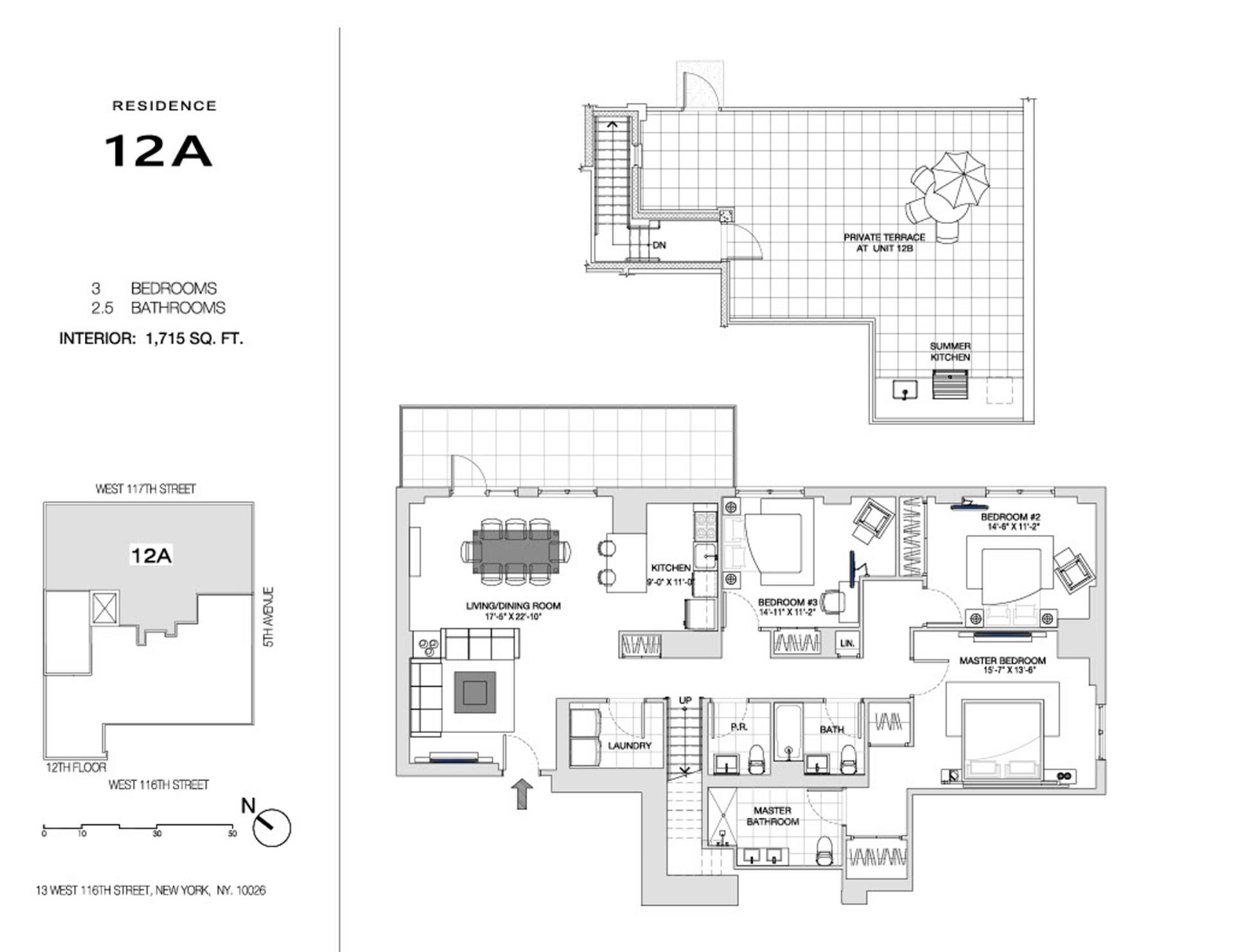 Floorplan for 11 West 116th Street, 12A