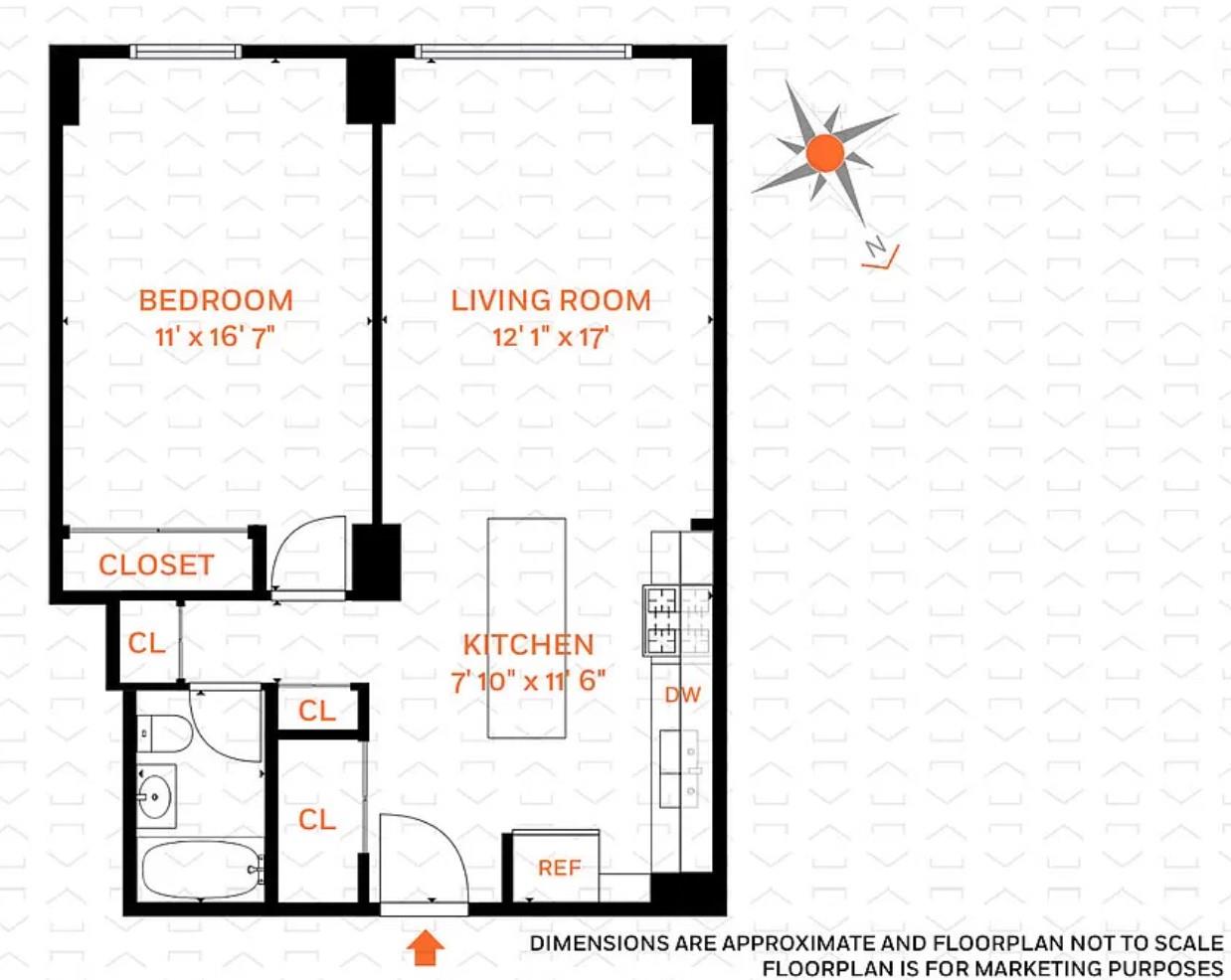 Floorplan for 345 East 93rd Street, 14-F