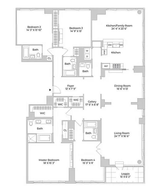 Floorplan for 60 Riverside Boulevard, PH-3802