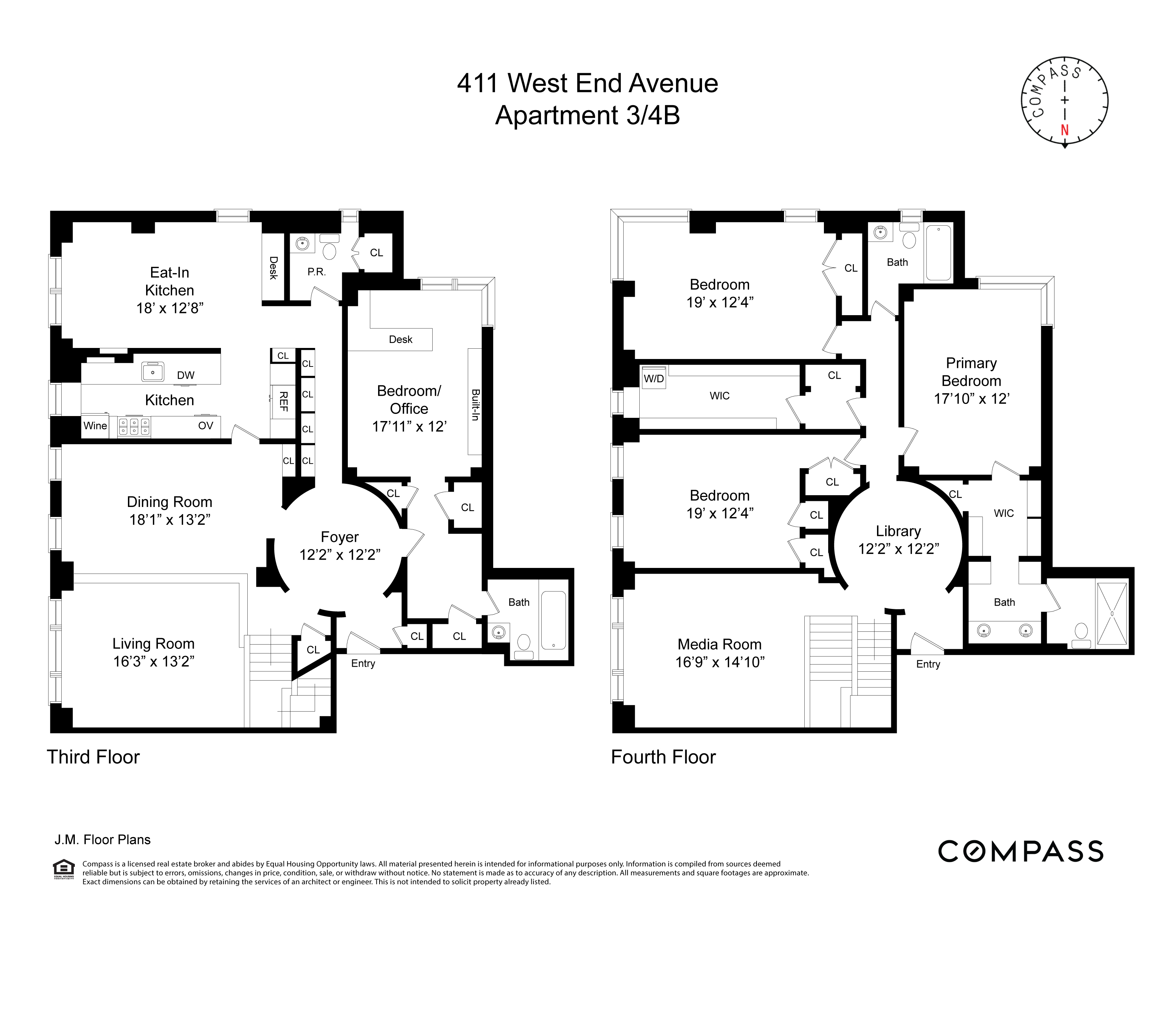 Floorplan for 411 West End Avenue, 3B/4B