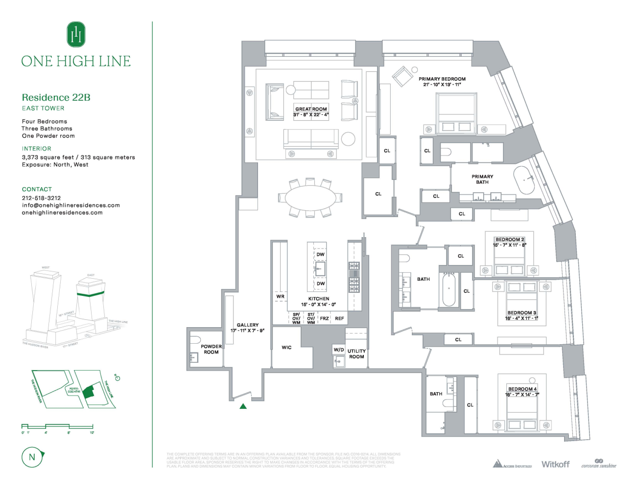 Floorplan for 500 West 18th Street East 22B