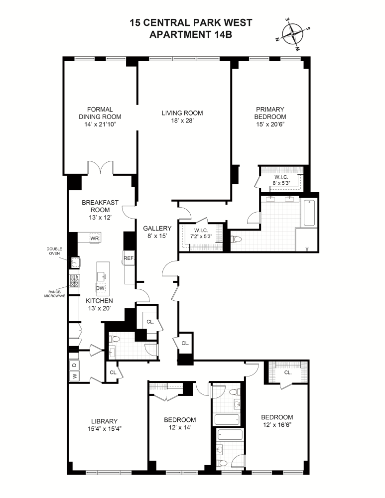 Floorplan for 15 Central Park, 14B