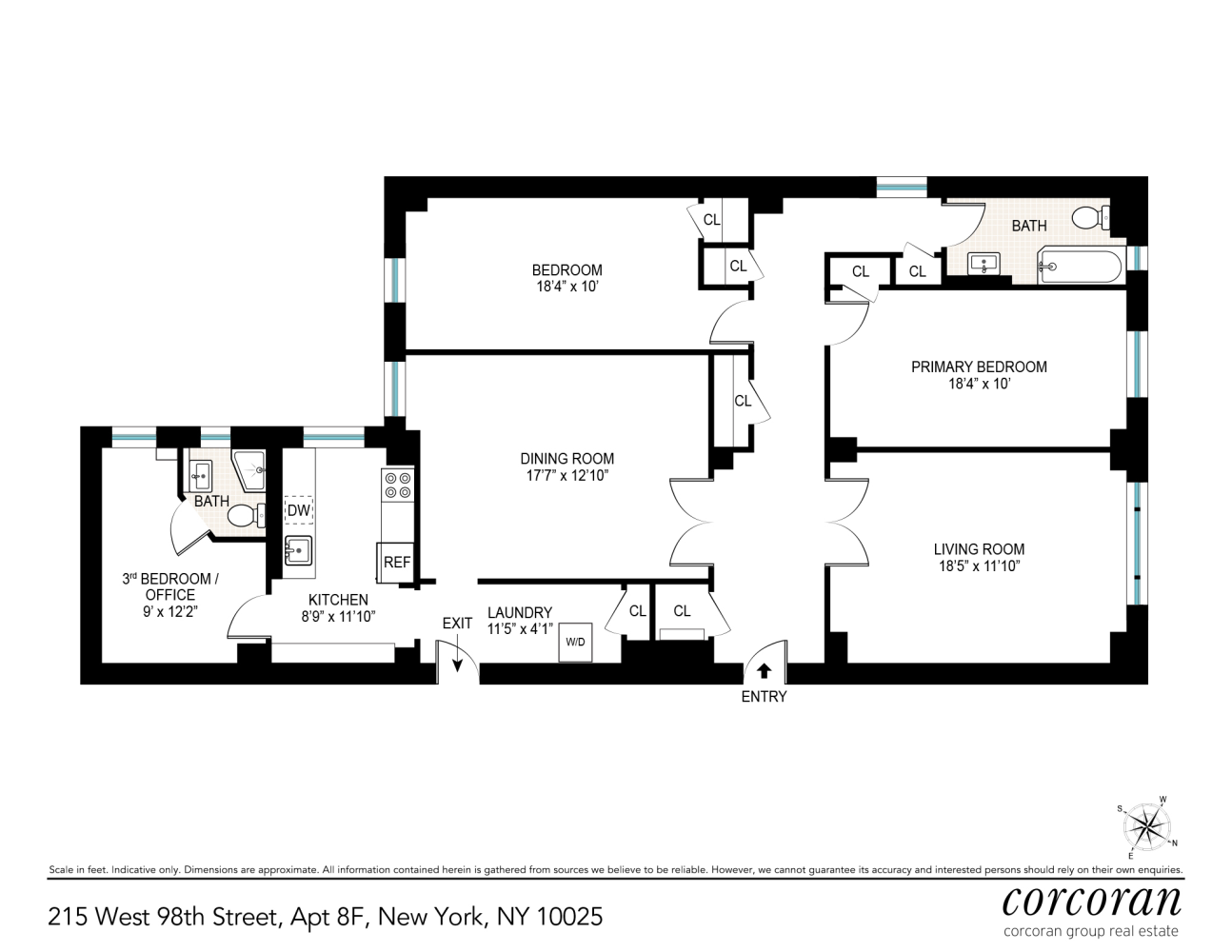 Floorplan for 215 West 98th Street, 8F