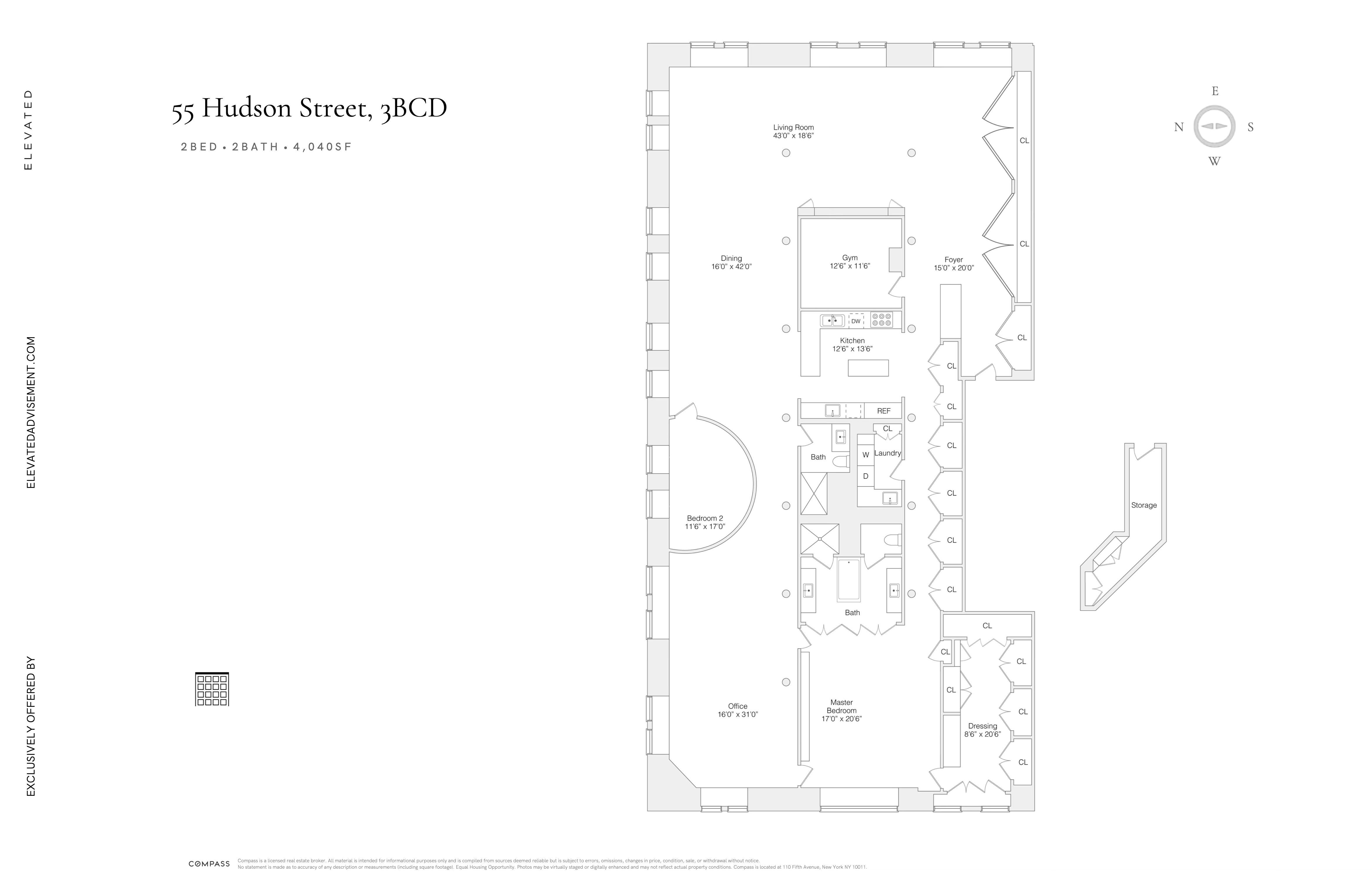 Floorplan for 55 Hudson Street, 3BCD