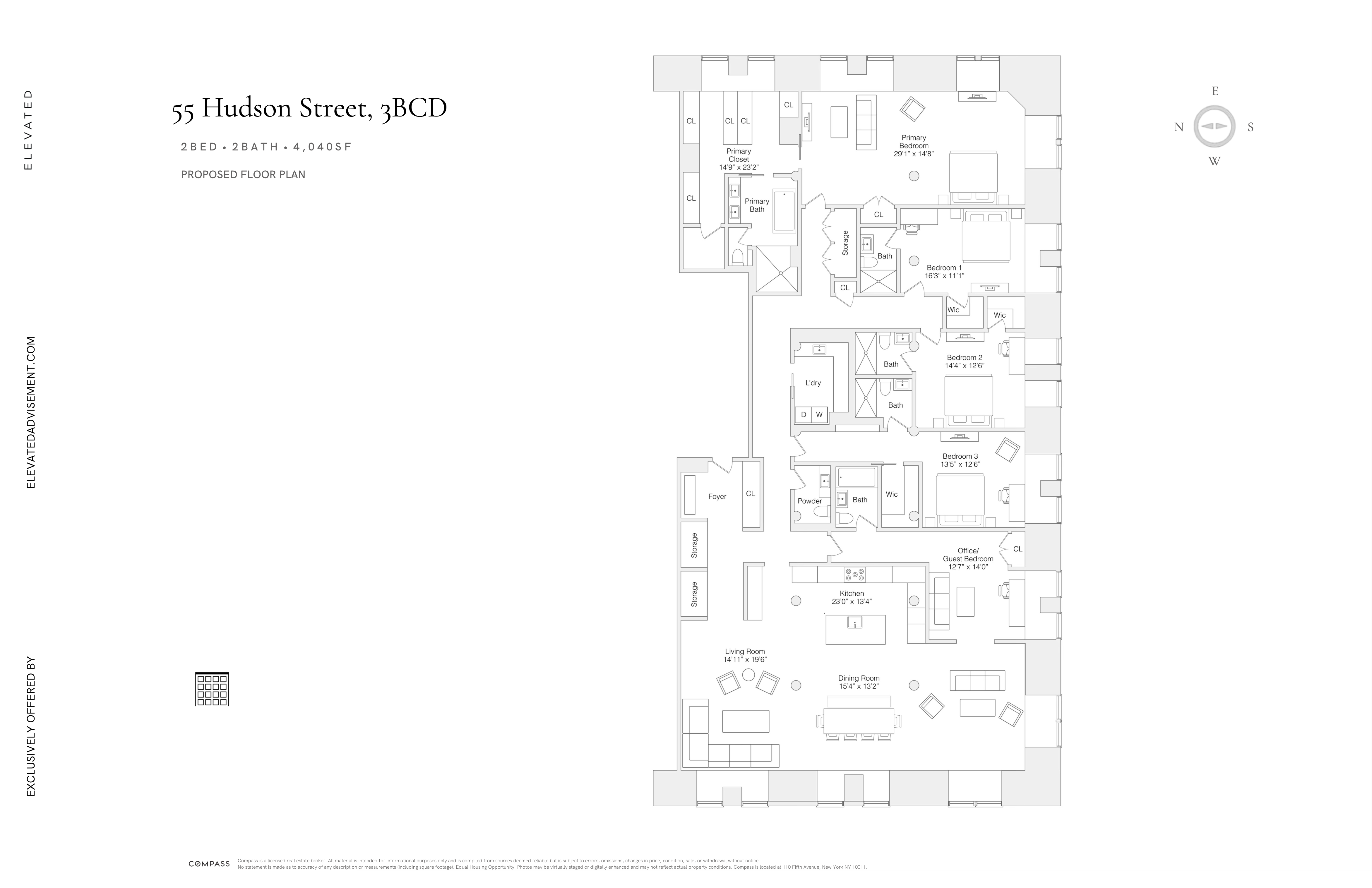 Floorplan for 55 Hudson Street, 3BCD