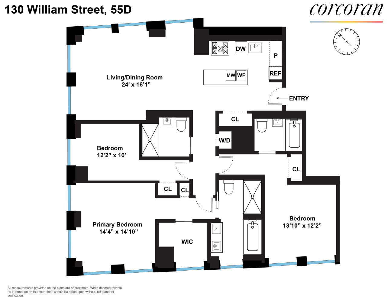 Floorplan for 130 William Street, 55D