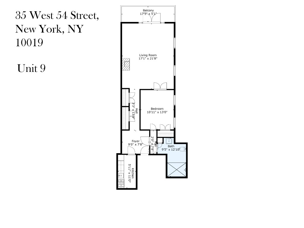 Floorplan for 35 West 54th Street, 9