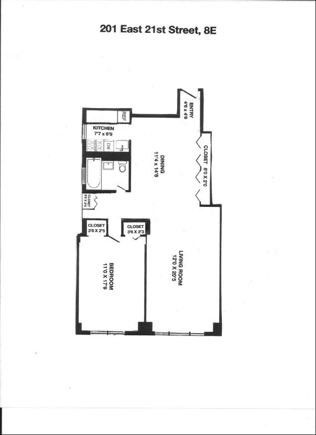 Floorplan for 201 East 21st Street, 8E