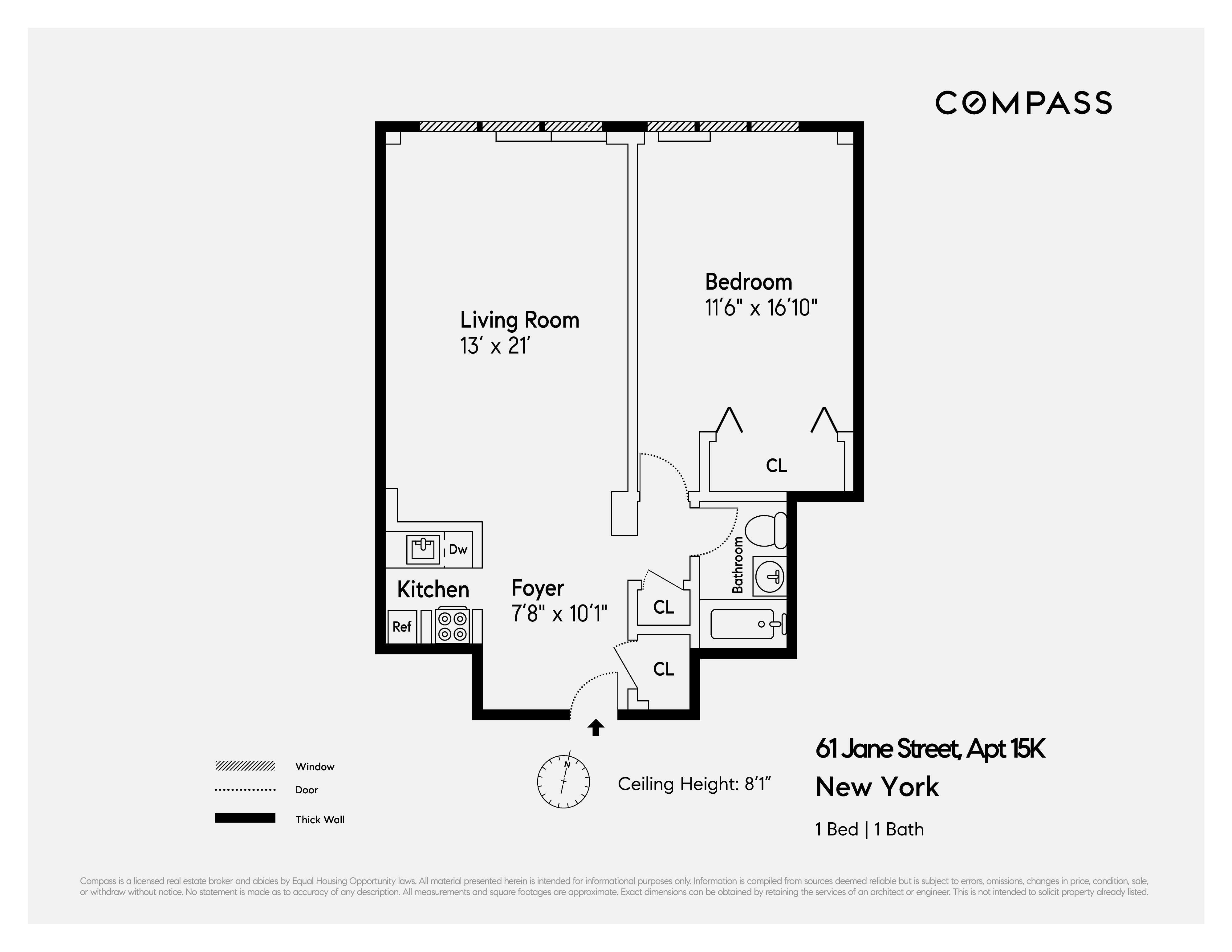 Floorplan for 61 Jane Street, 15K