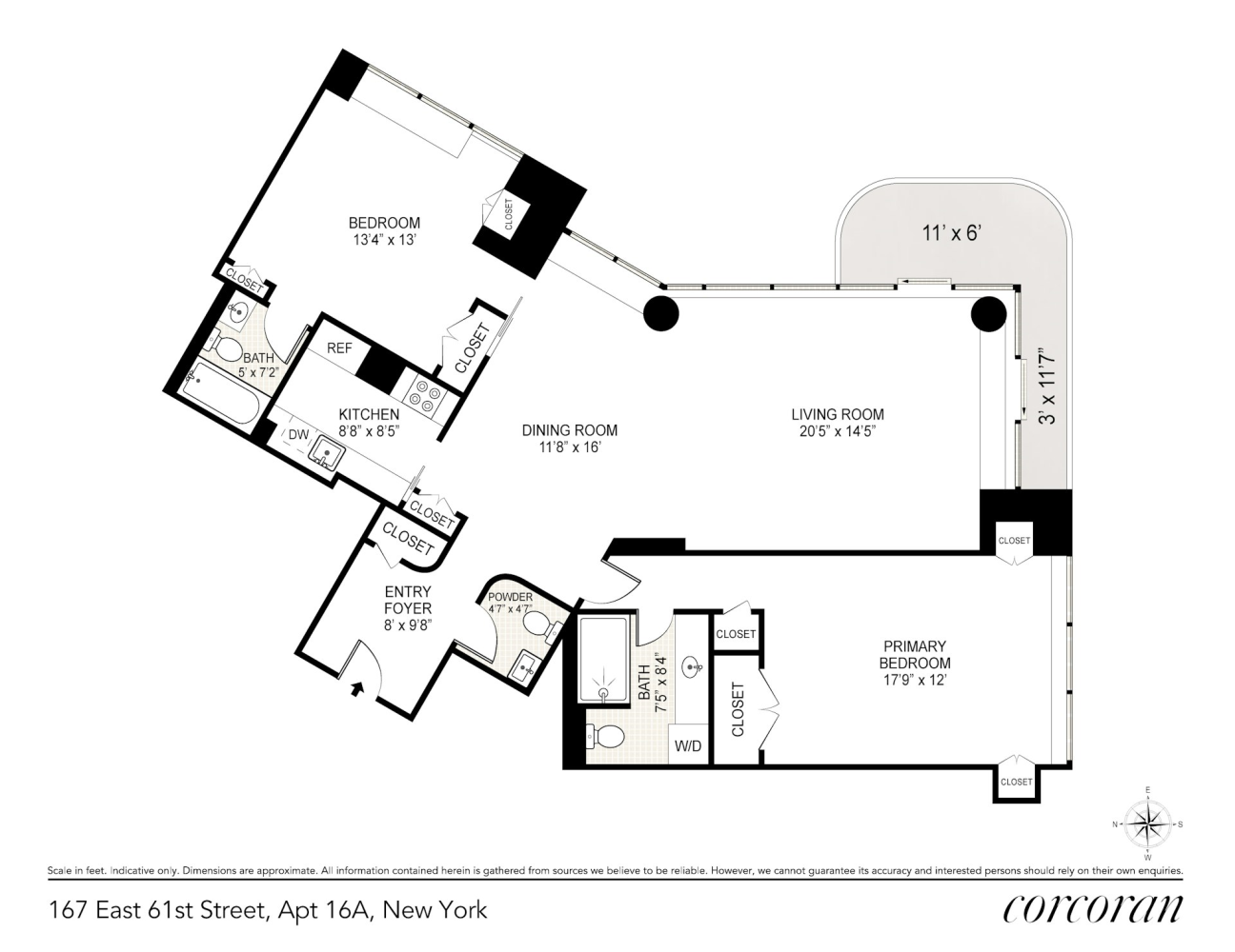 Floorplan for 167 East 61st Street, 16A