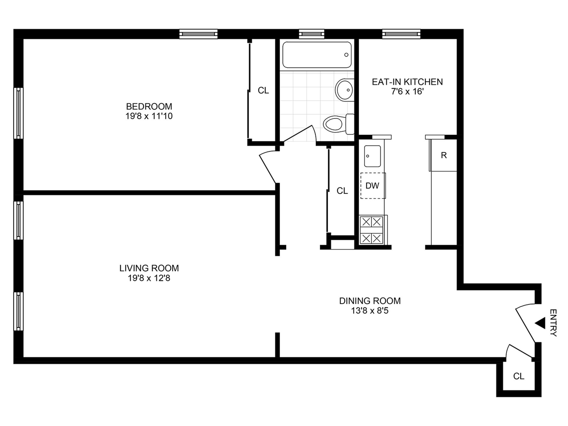 Floorplan for 300 Ocean Parkway, 3J