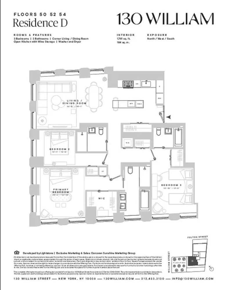 Floorplan for 130 William Street, 54D