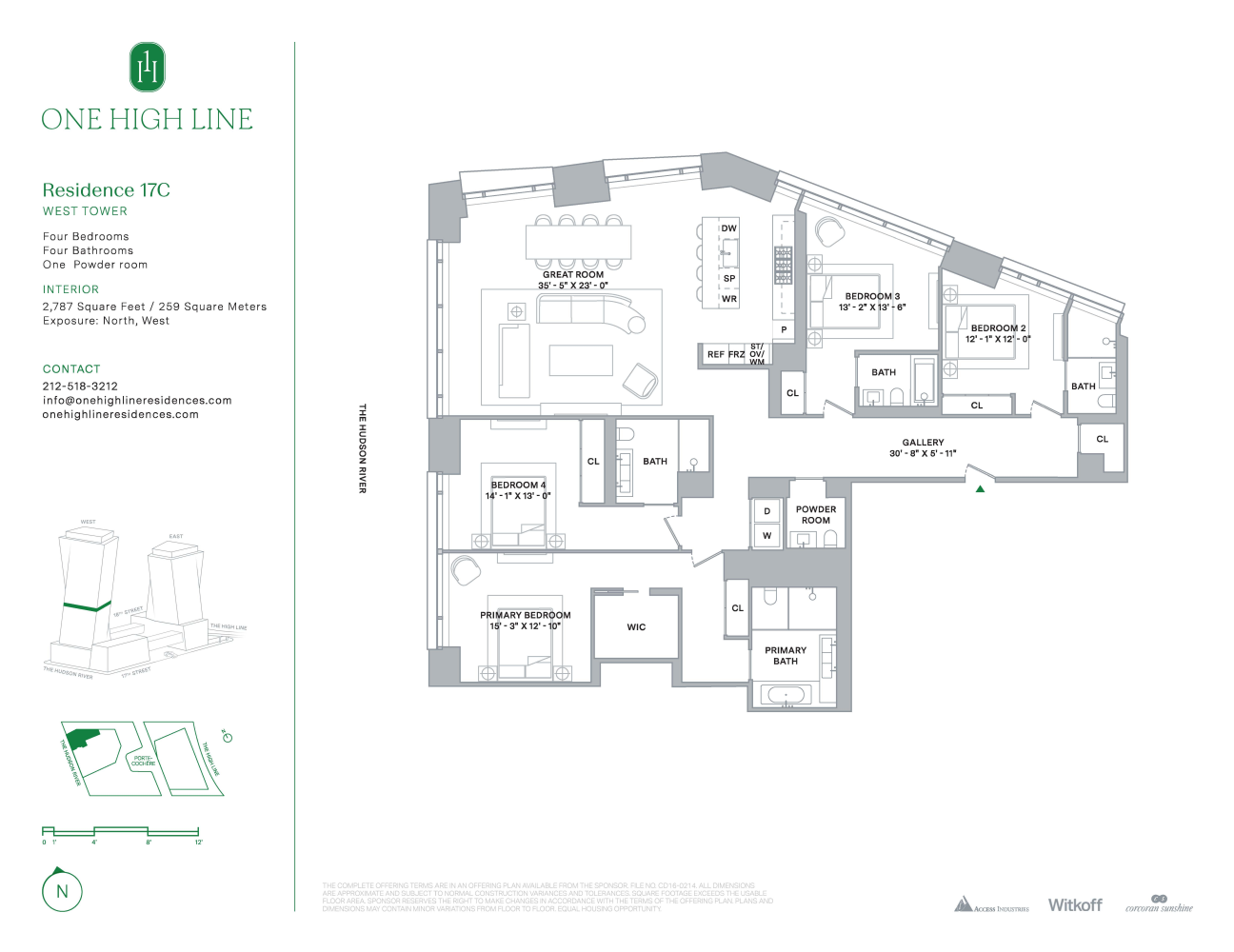 Floorplan for 500 West 18th Street West 17C