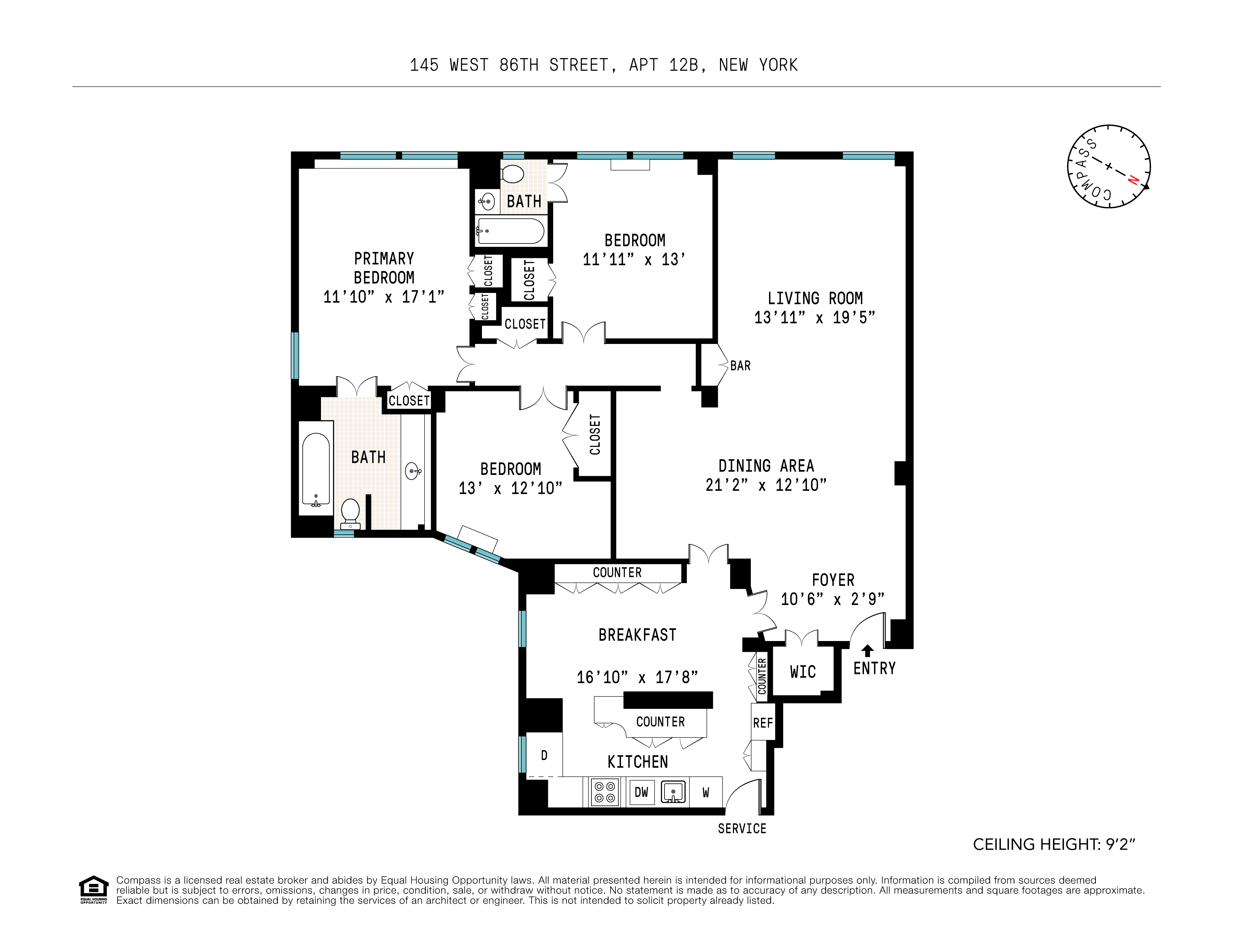 Floorplan for 145 West 86th Street, 12B