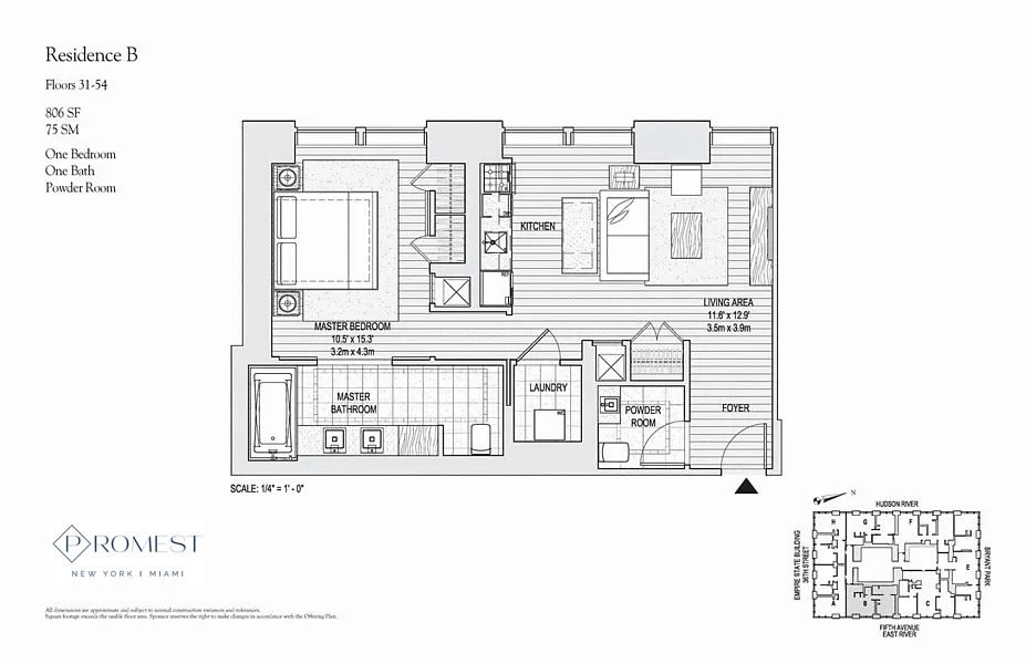 Floorplan for 400 5th Avenue, 45B