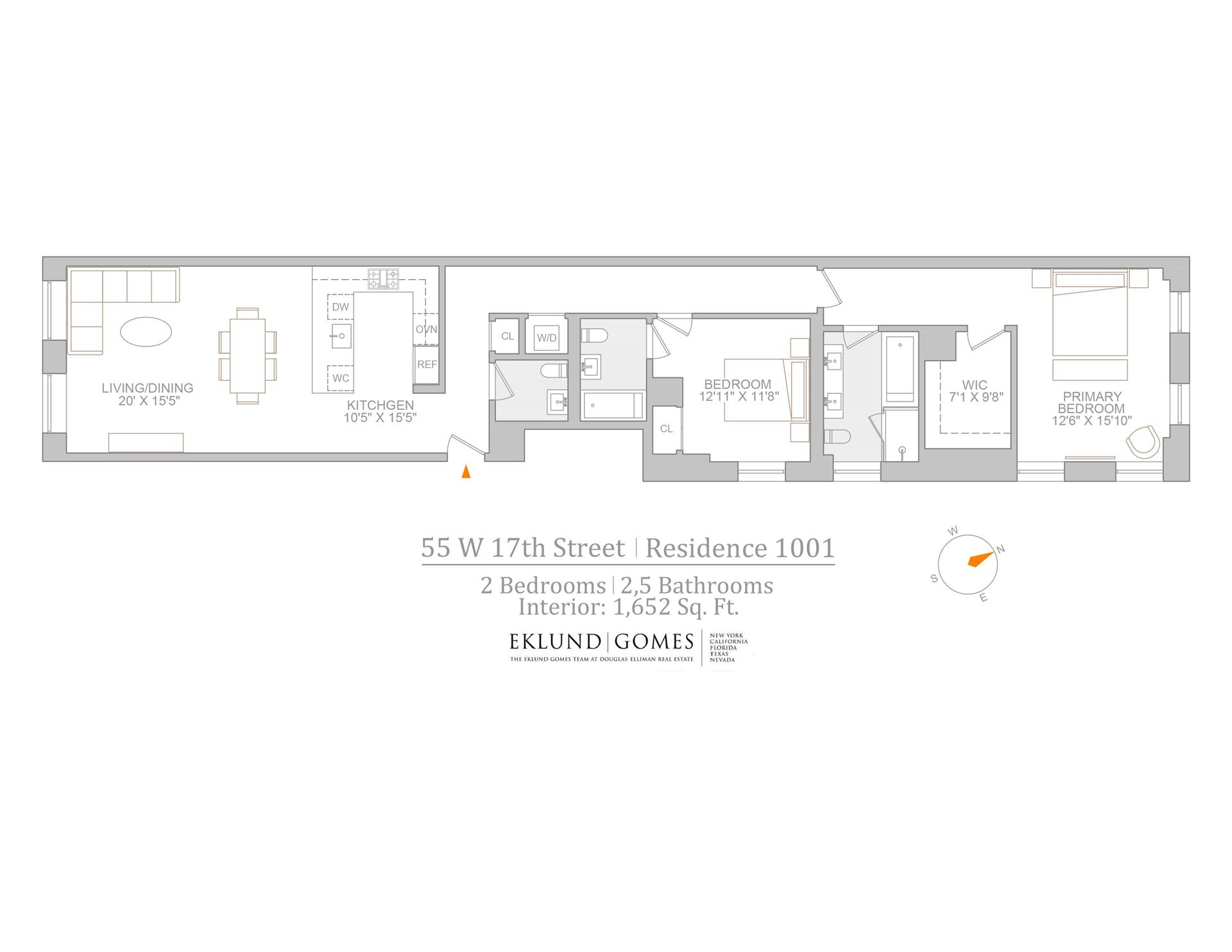 Floorplan for 55 West 17th Street, 1001