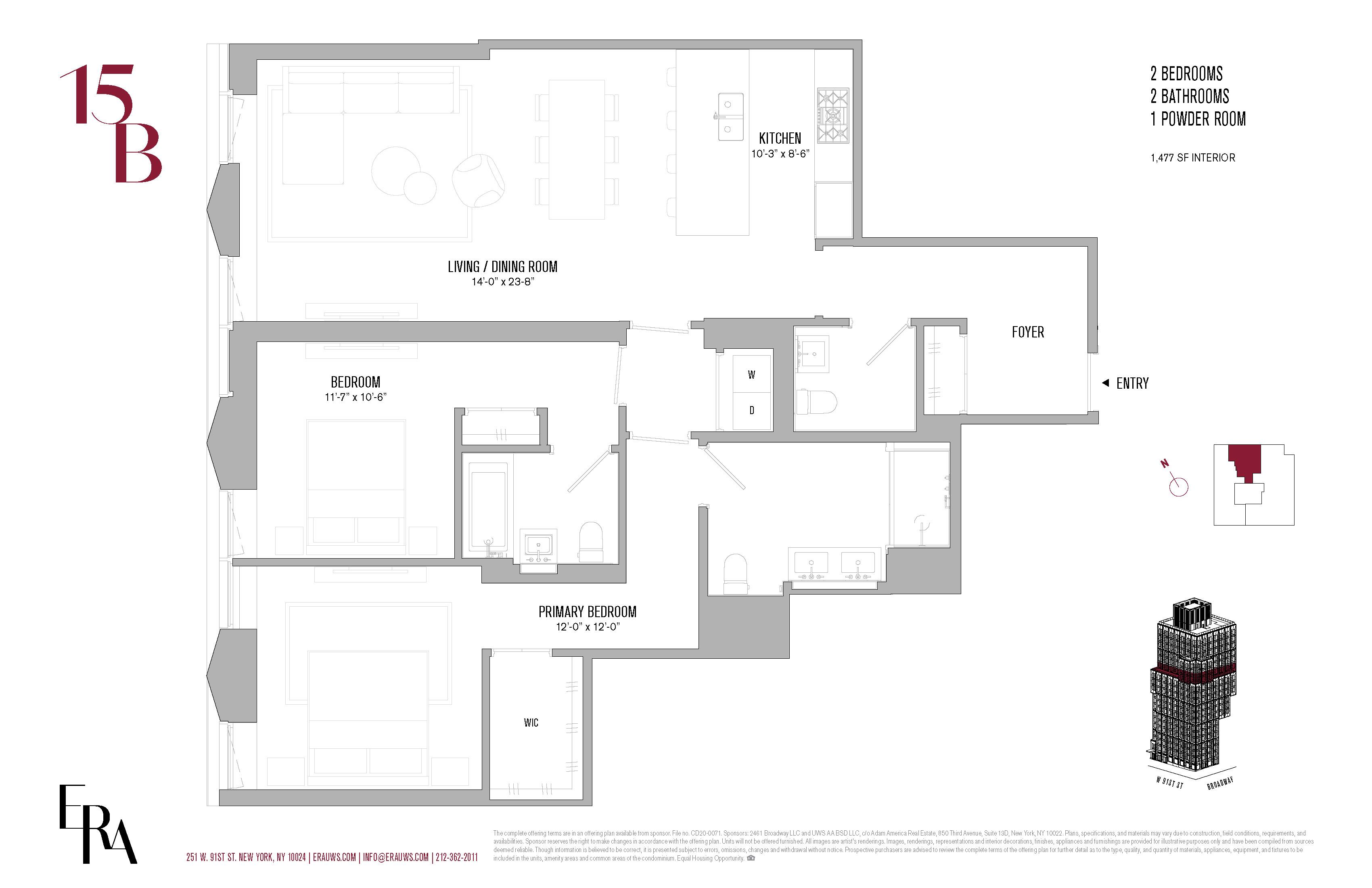 Floorplan for 251 West 91st Street, 15-B