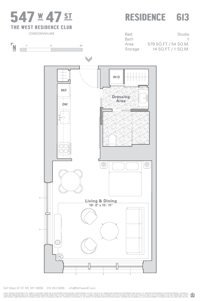 Floorplan for 547 West 47th Street, 613