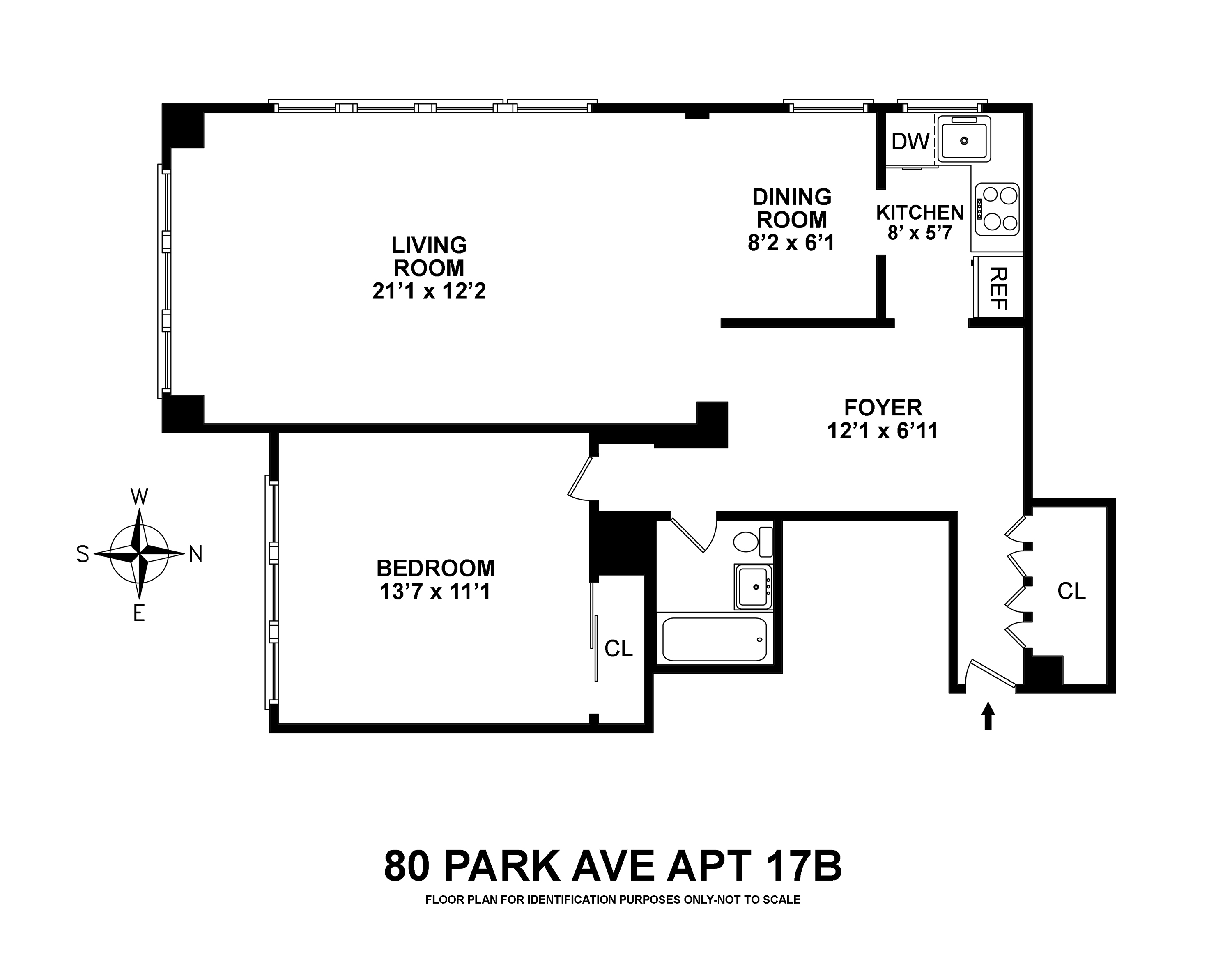 Floorplan for 80 Park Avenue, 17B