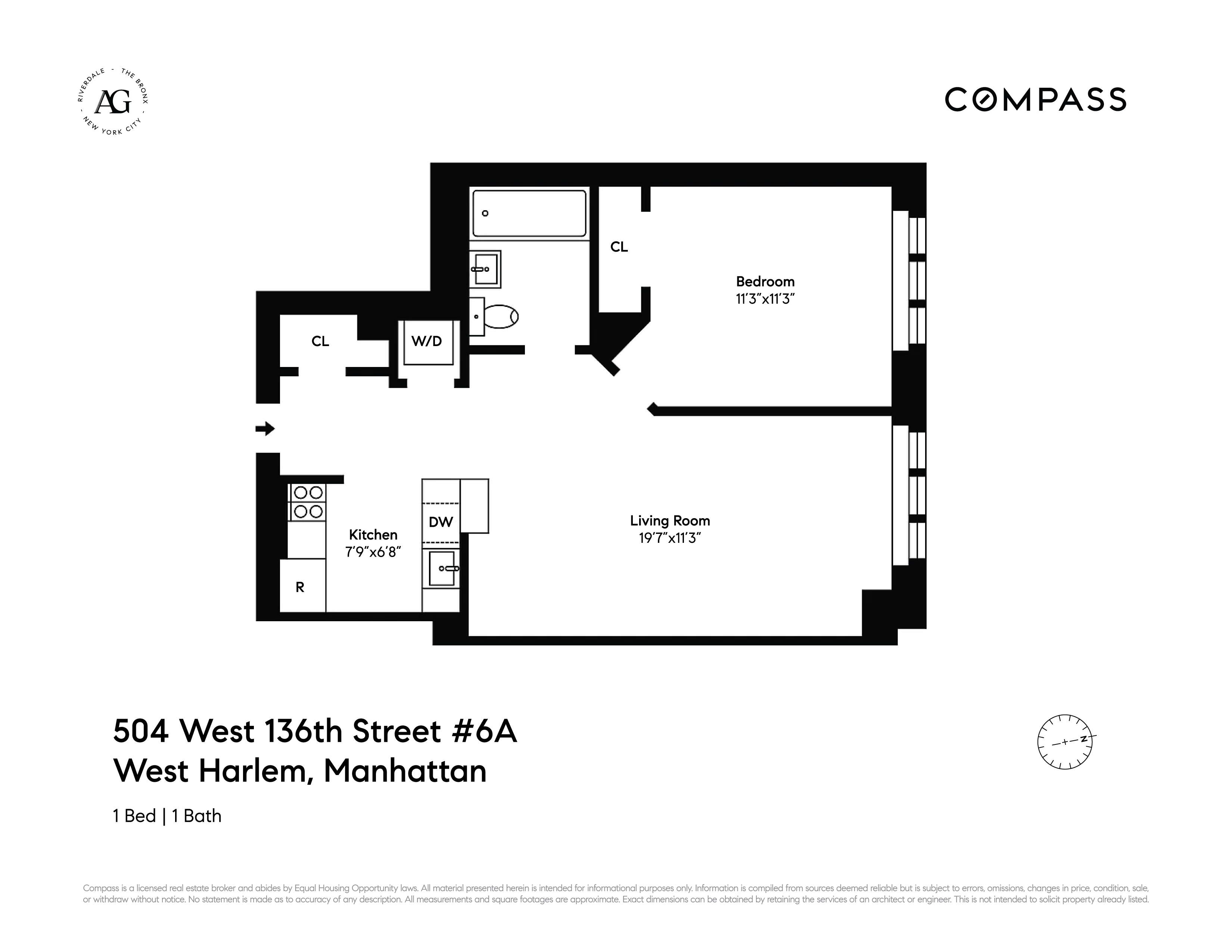 Floorplan for 504 West 136th Street, 6A