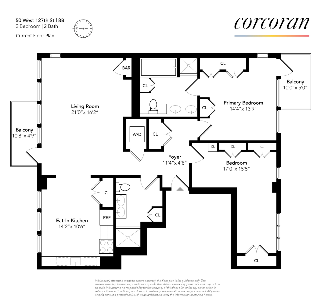 Floorplan for 50 West 127th Street, 8B