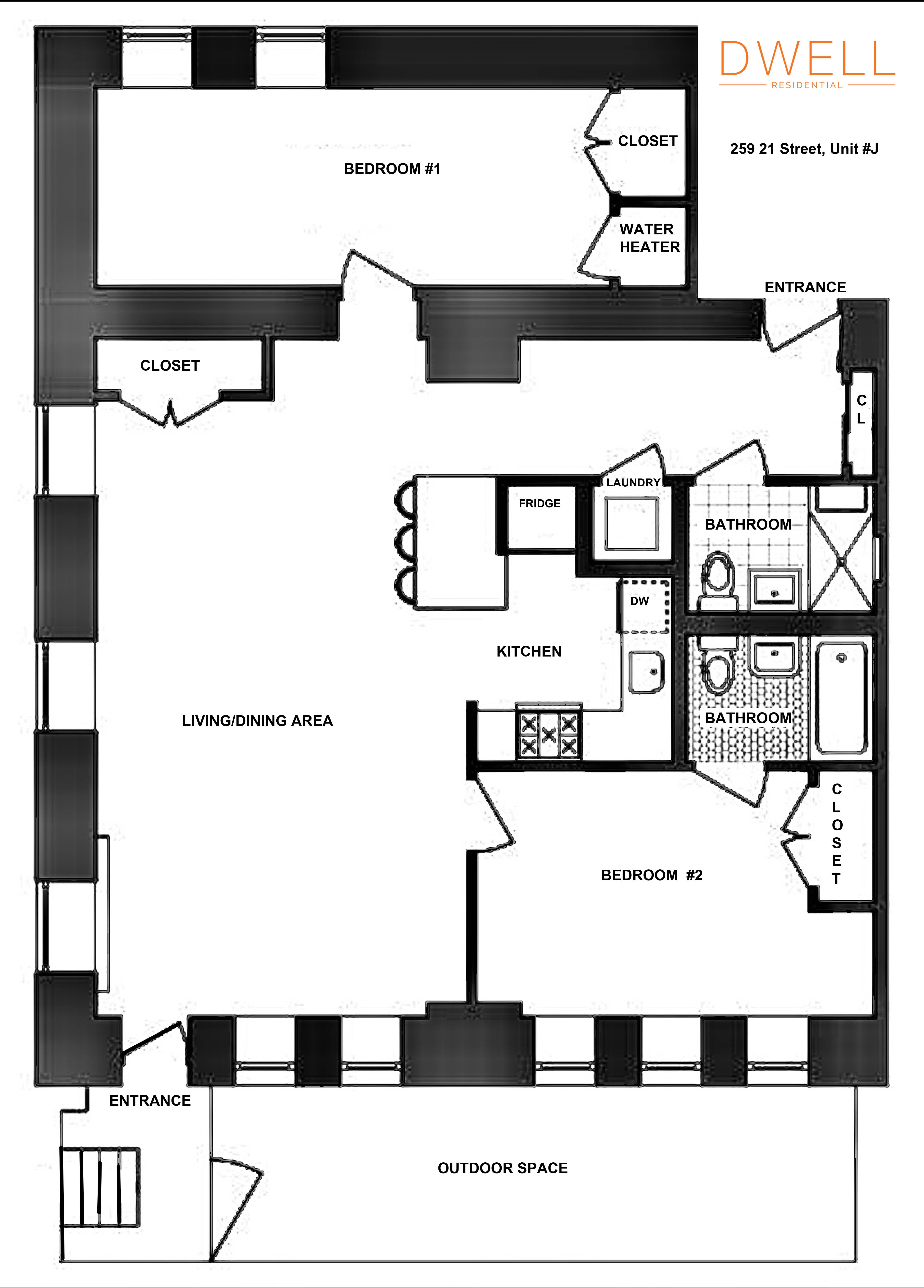 Floorplan for 259 21st Street, B-J