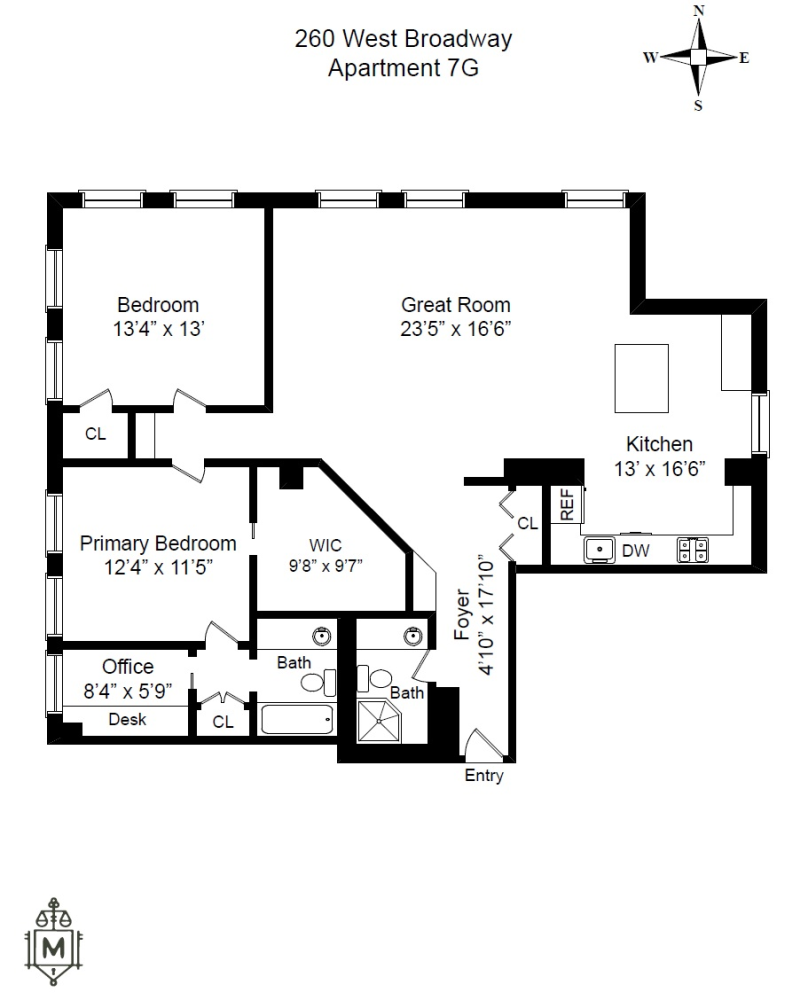 Floorplan for 260 West Broadway, 7G