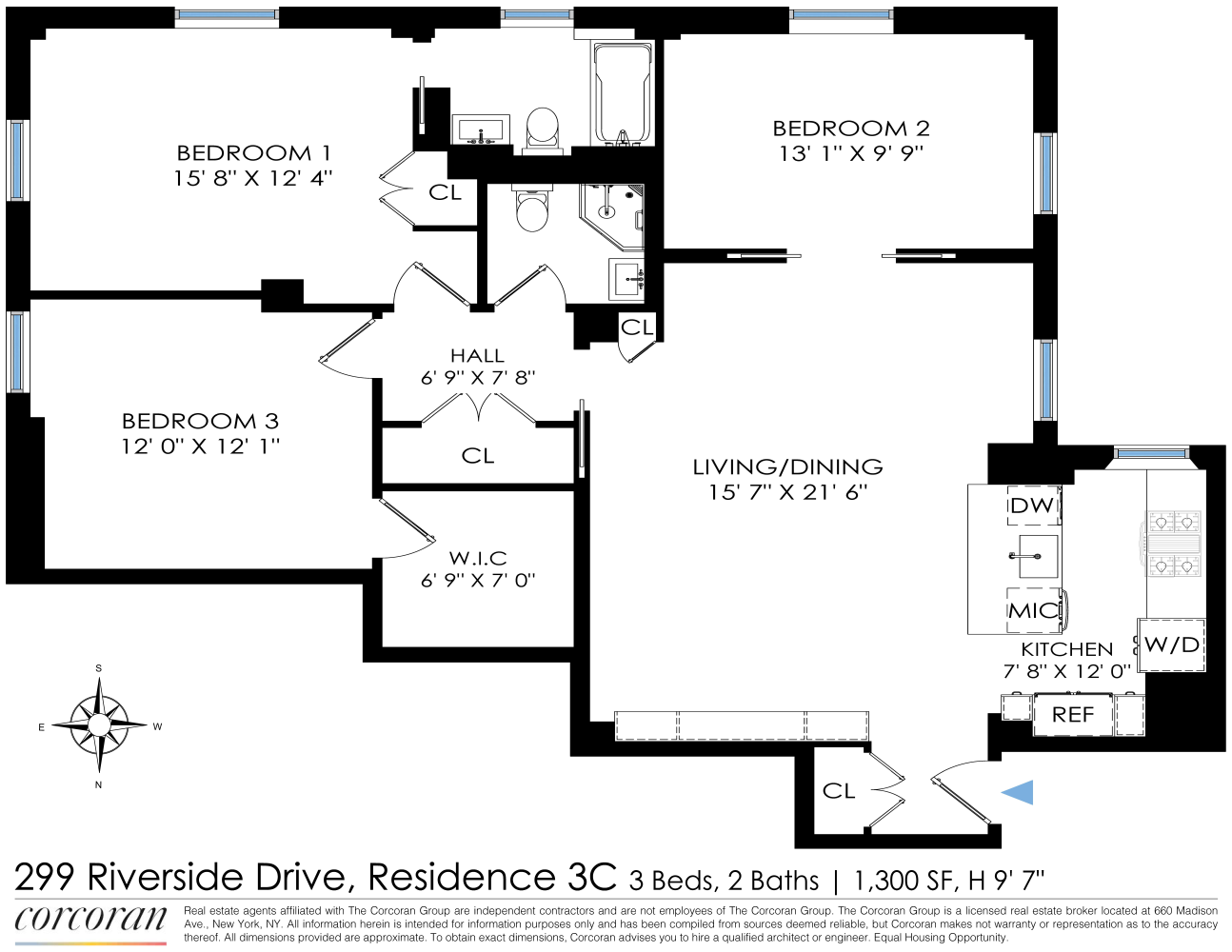 Floorplan for 299 Riverside Drive, 3C