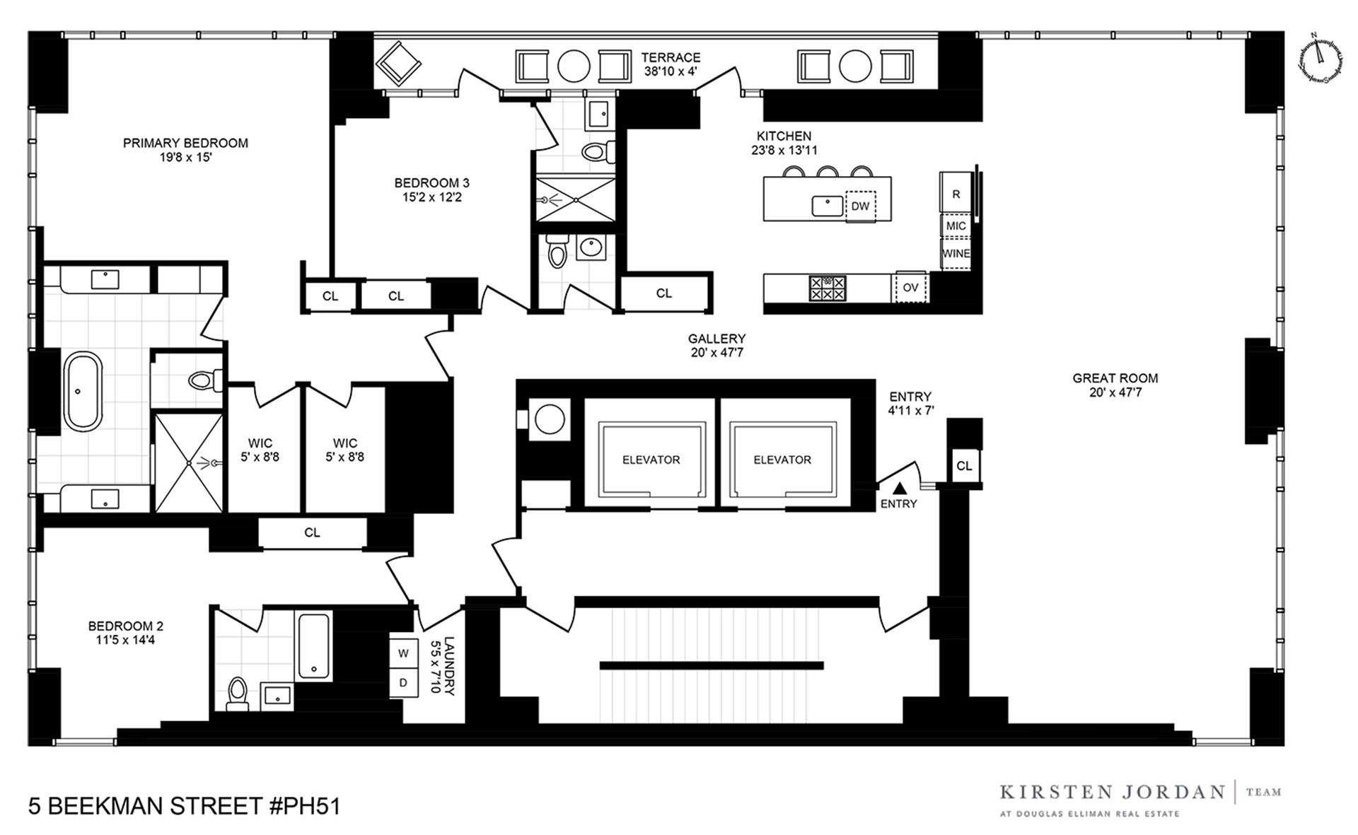 Floorplan for 5 Beekman Street, PH51