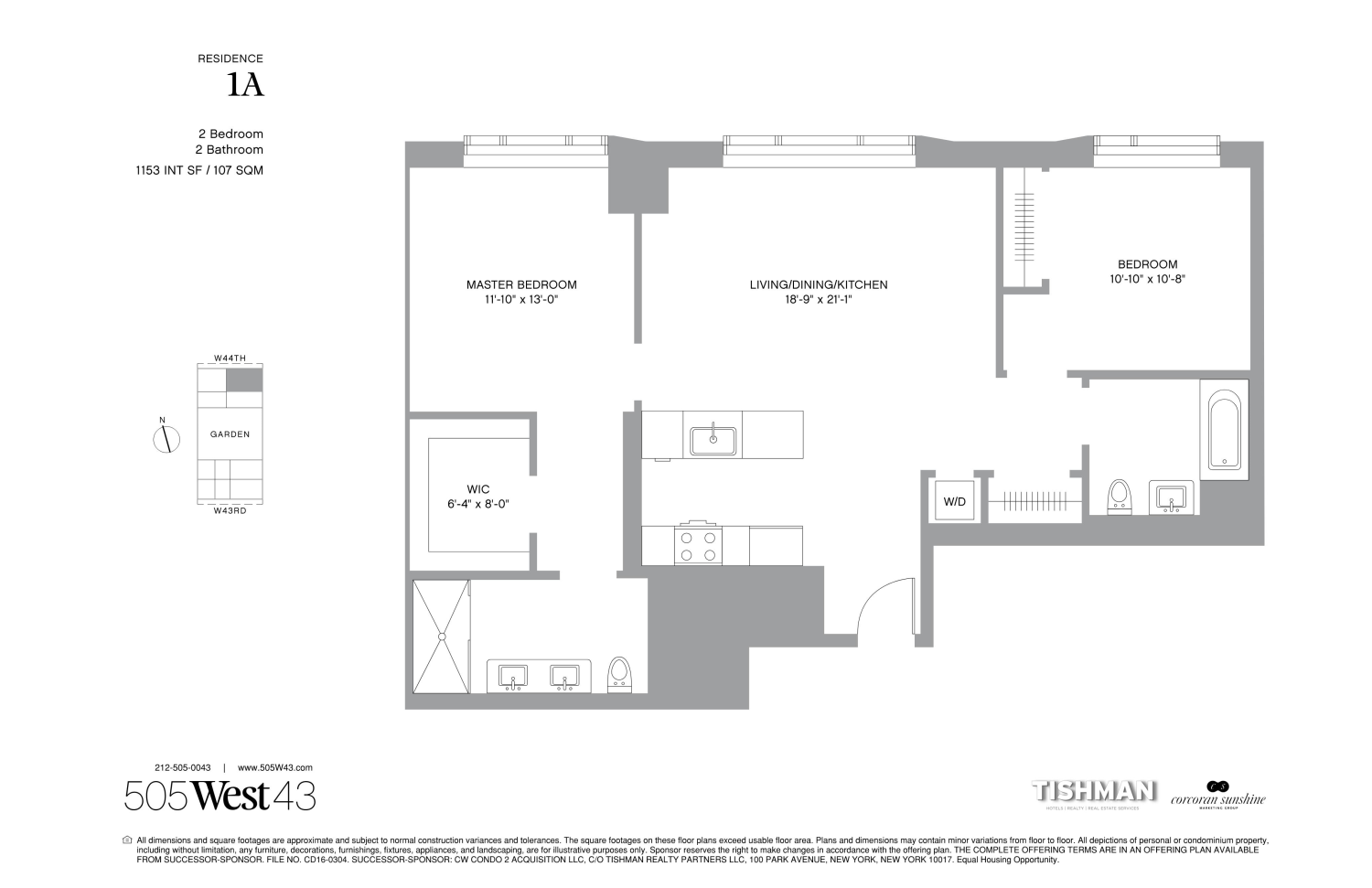 Floorplan for 505 West 43rd Street, 1A