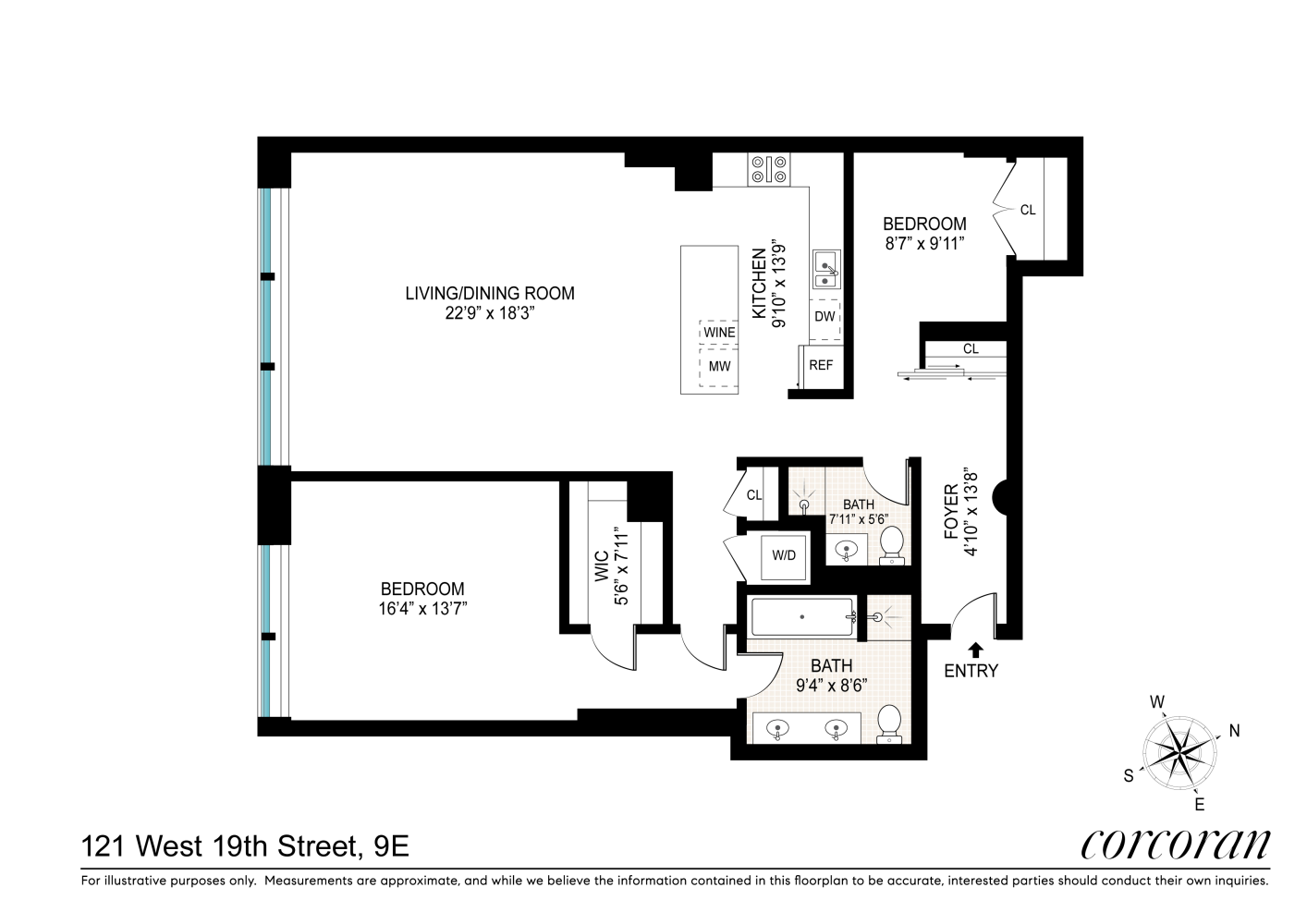 Floorplan for 121 West 19th Street, 9E