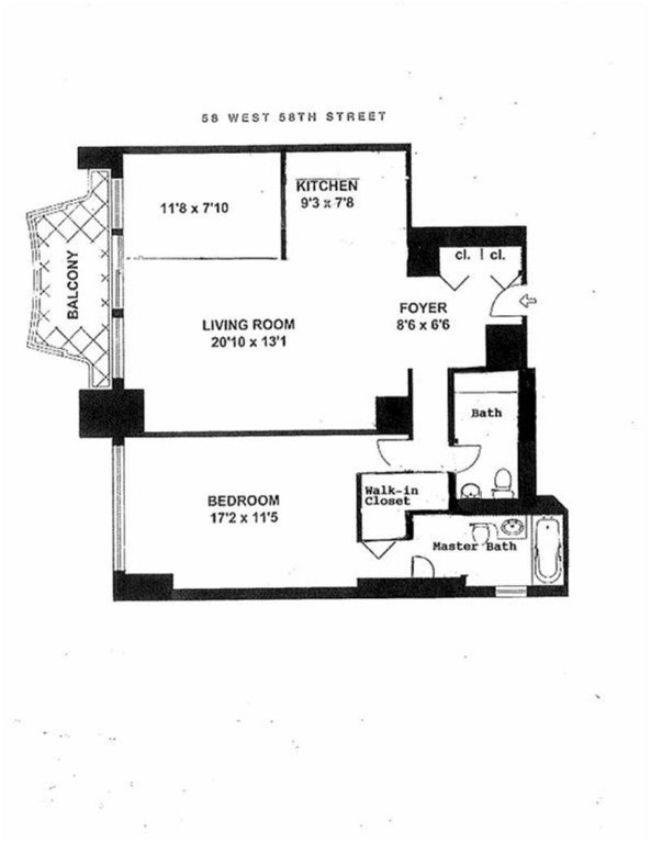 Floorplan for 58 West 58th Street, 11A