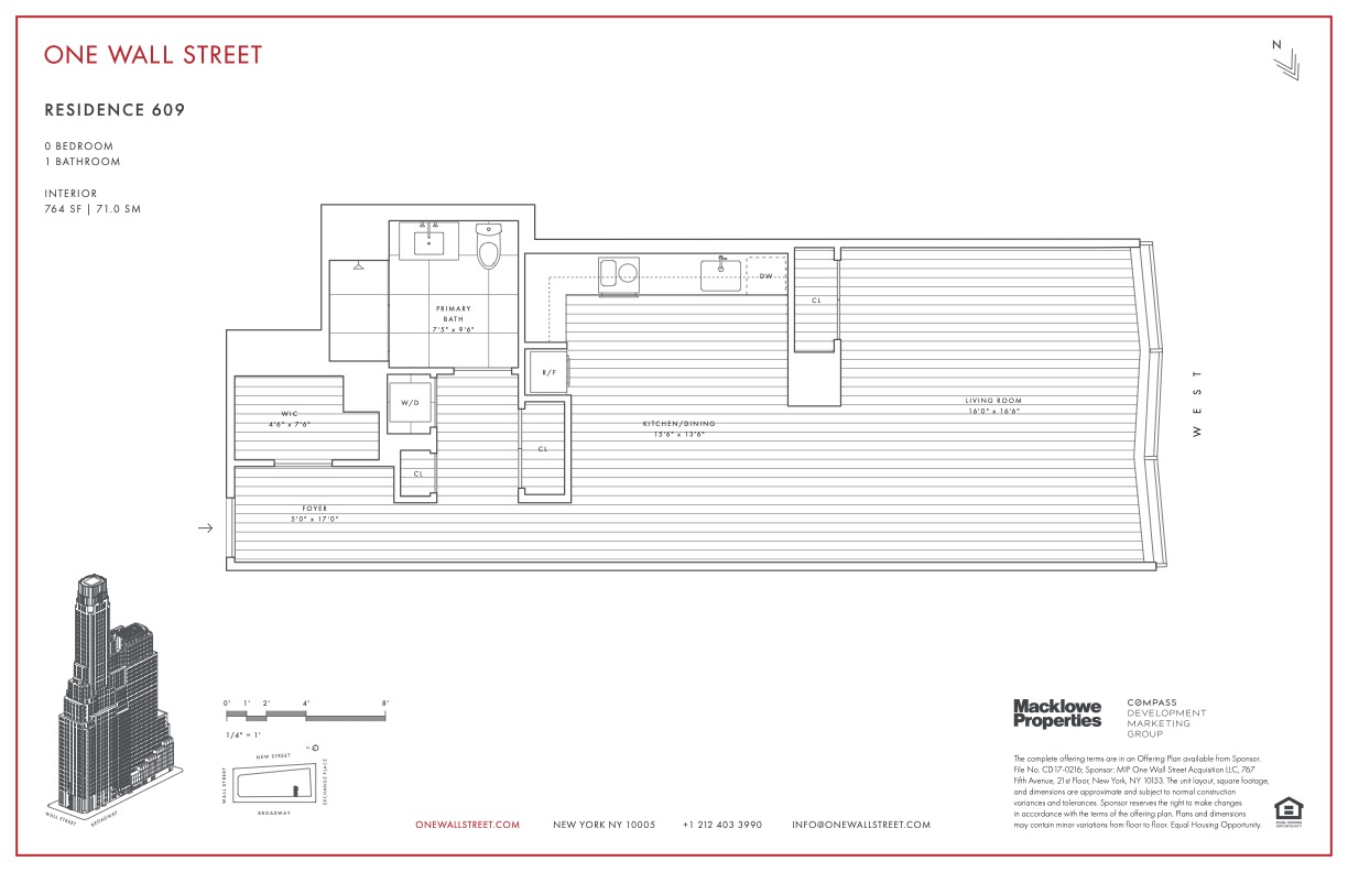 Floorplan for 1 Wall Street, 609