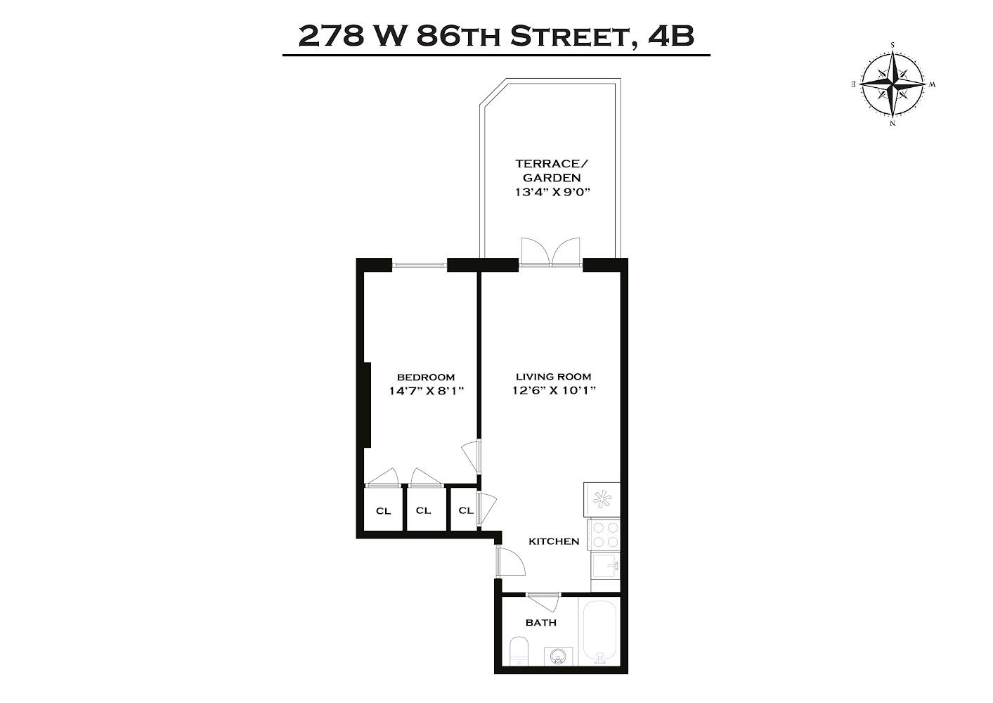 Floorplan for 278 West 86th Street, 4B