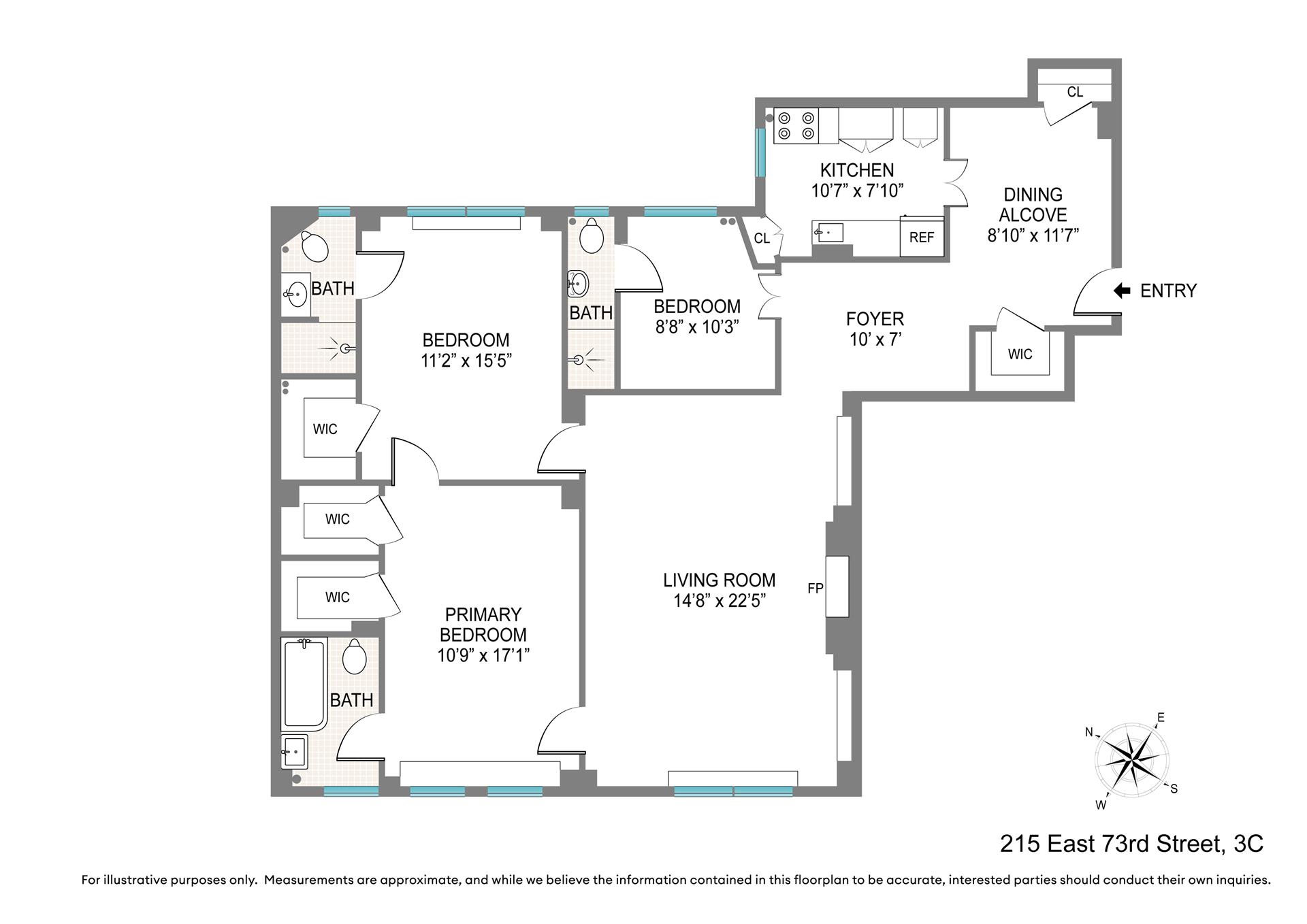 Floorplan for 215 East 73rd Street, 3C