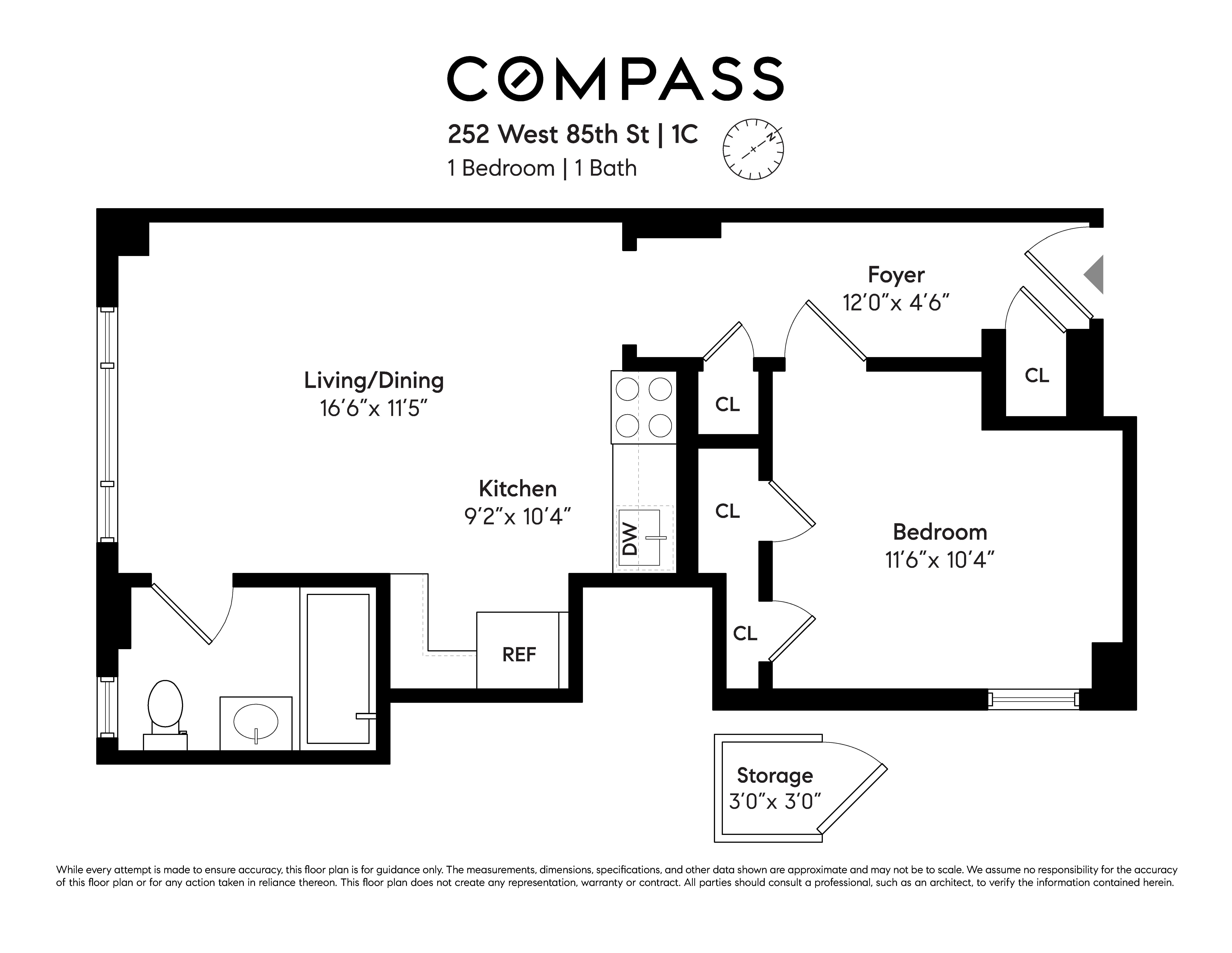 Floorplan for 252 West 85th Street, 1C