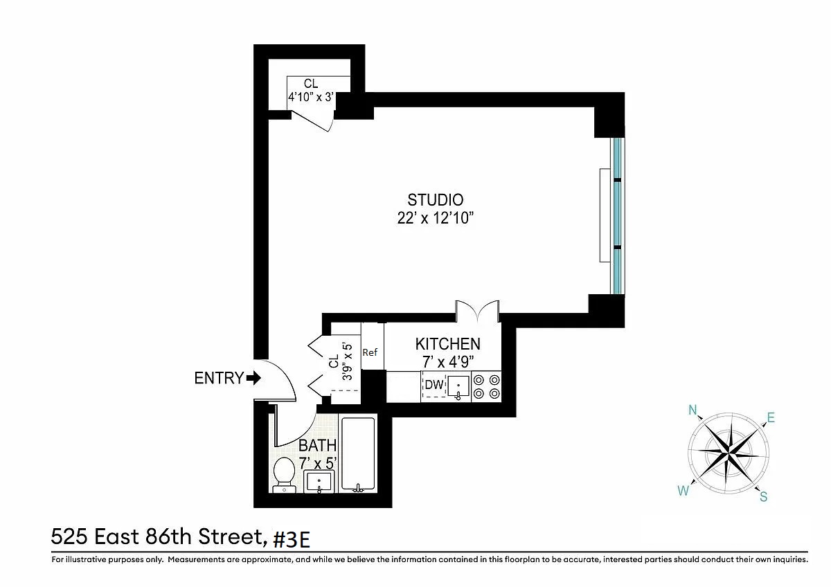 Floorplan for 525 East 86th Street, 3E