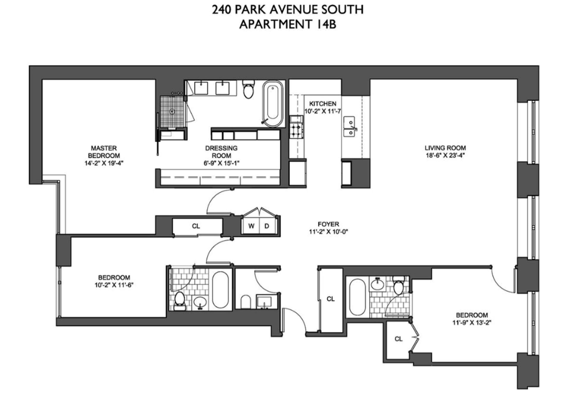 Floorplan for 240 Park Avenue, 14B