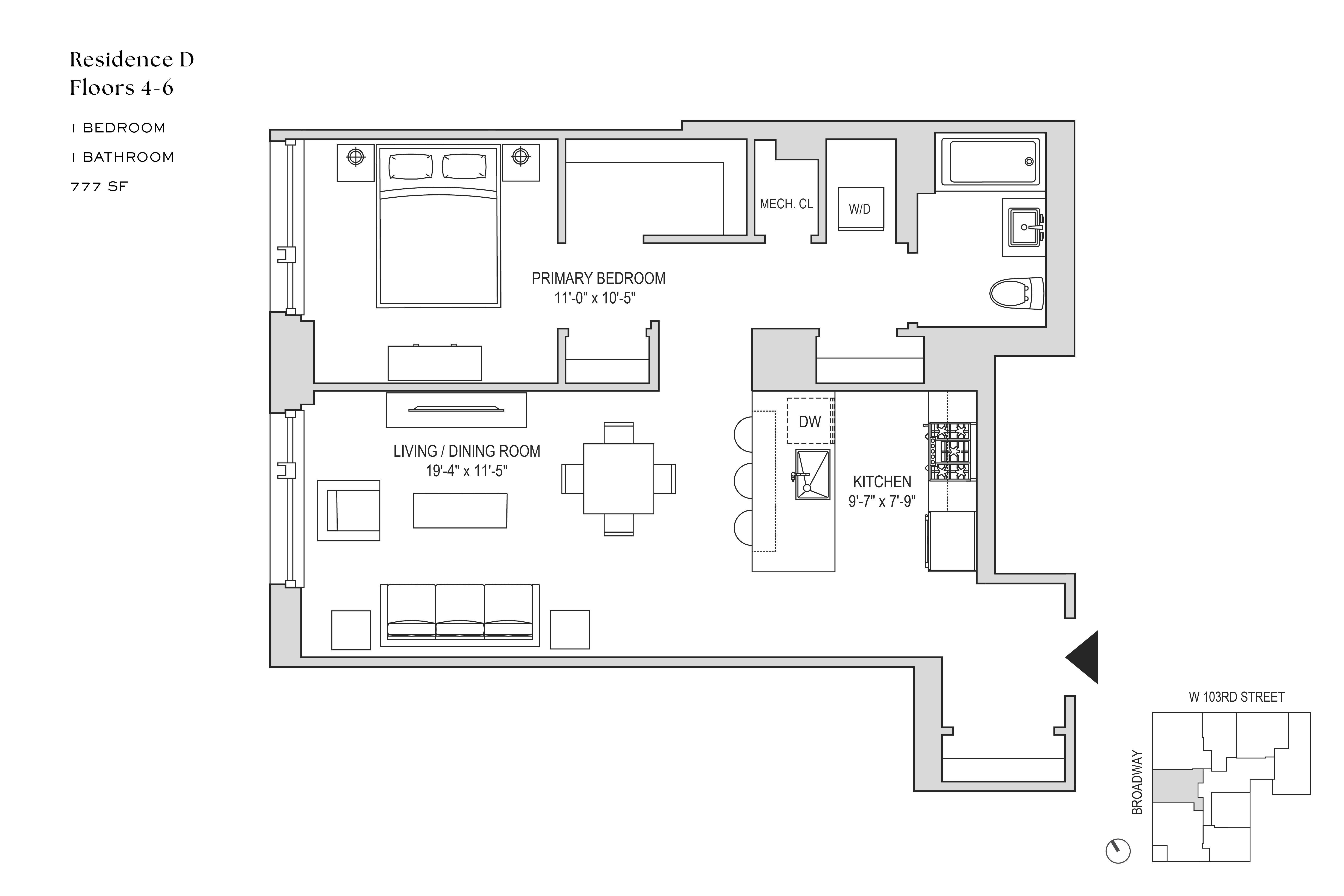 Floorplan for 218 West 103rd Street, 7D