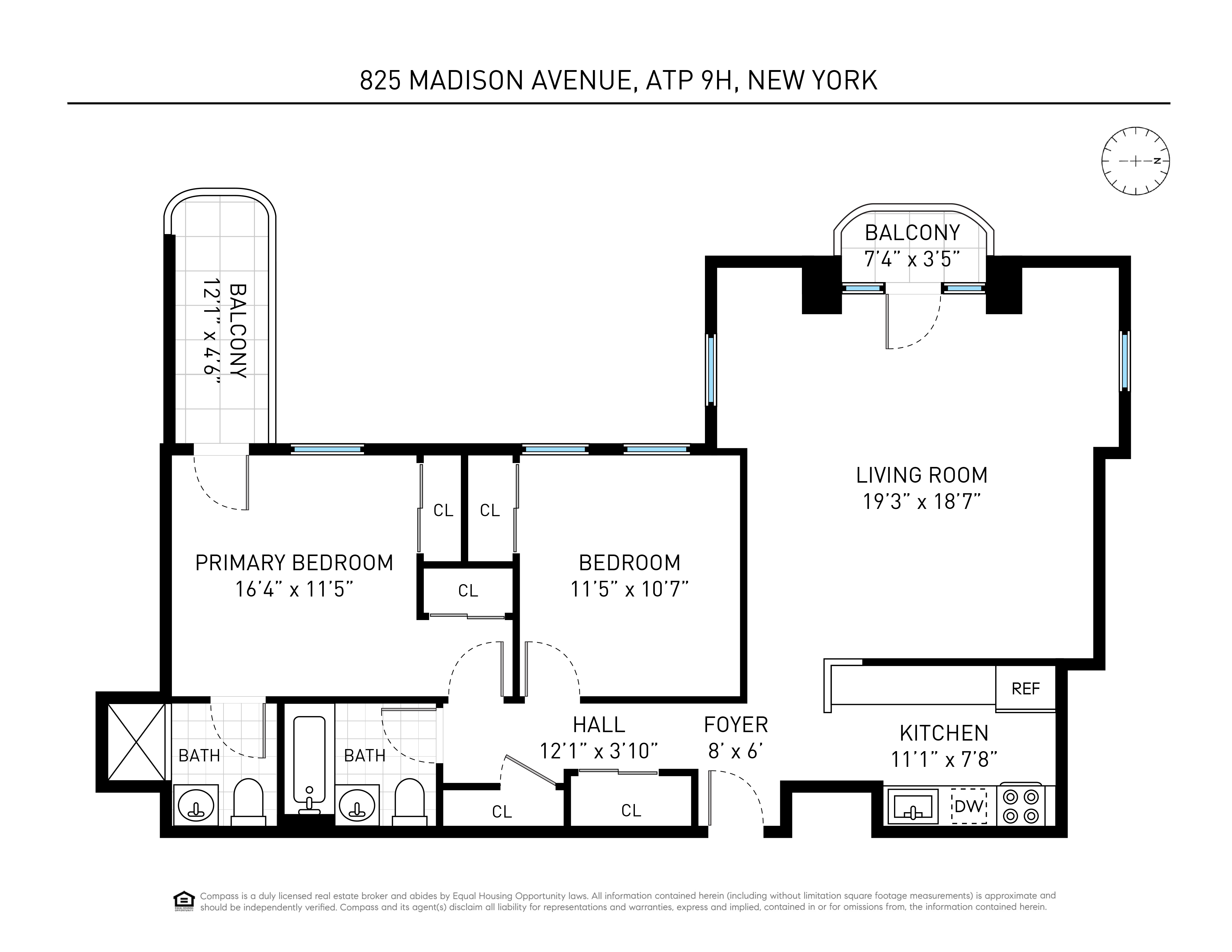 Floorplan for 1825 Madison Avenue, 9H