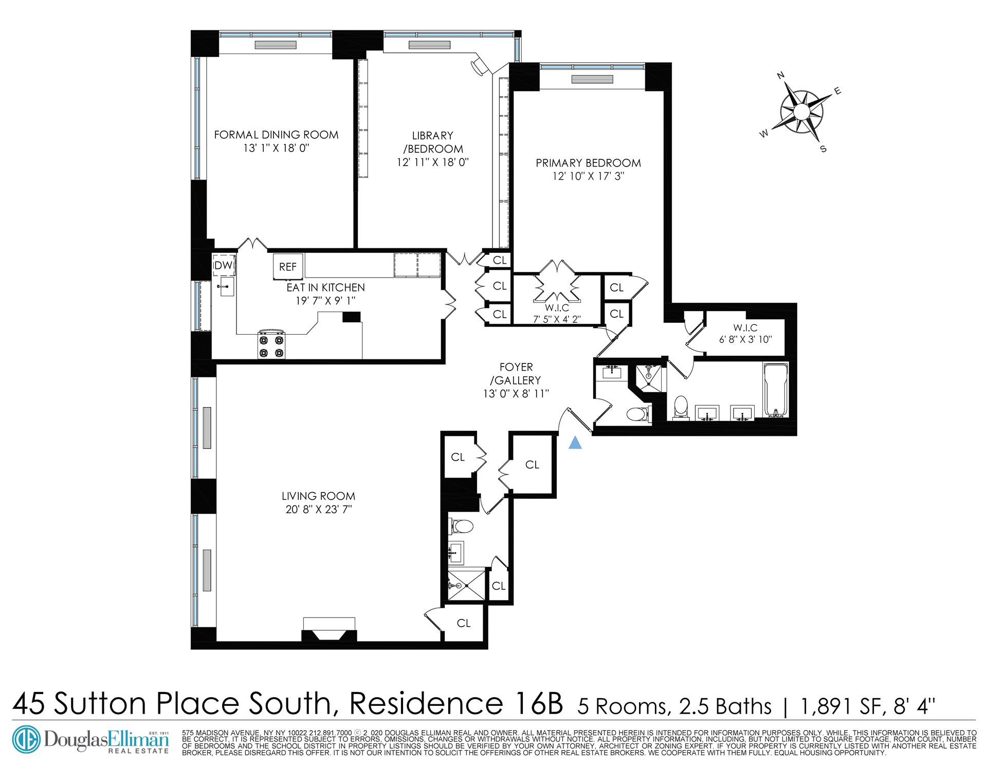 Floorplan for 45 Sutton Place, 16B