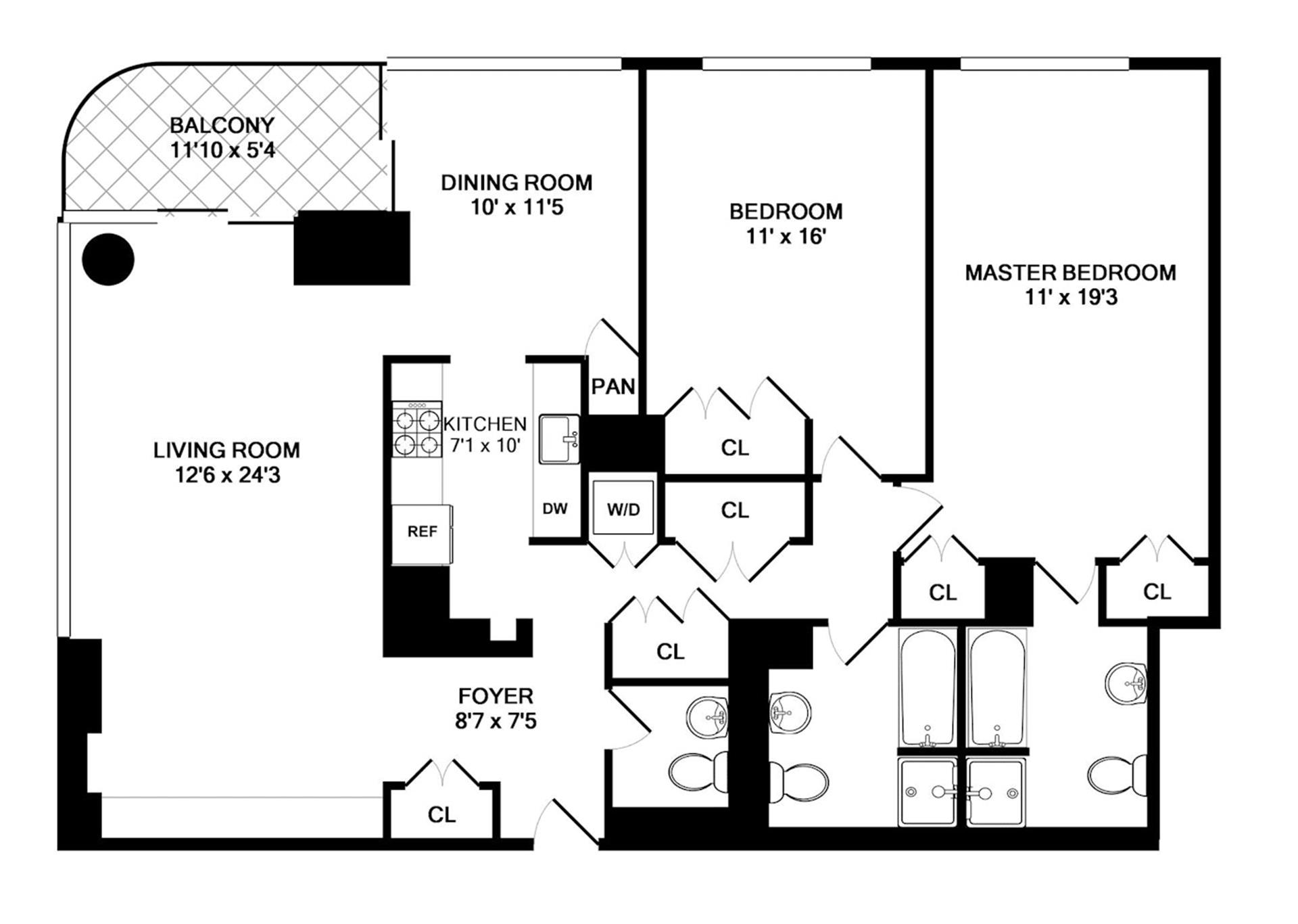 Floorplan for 530 East 76th Street, 23H