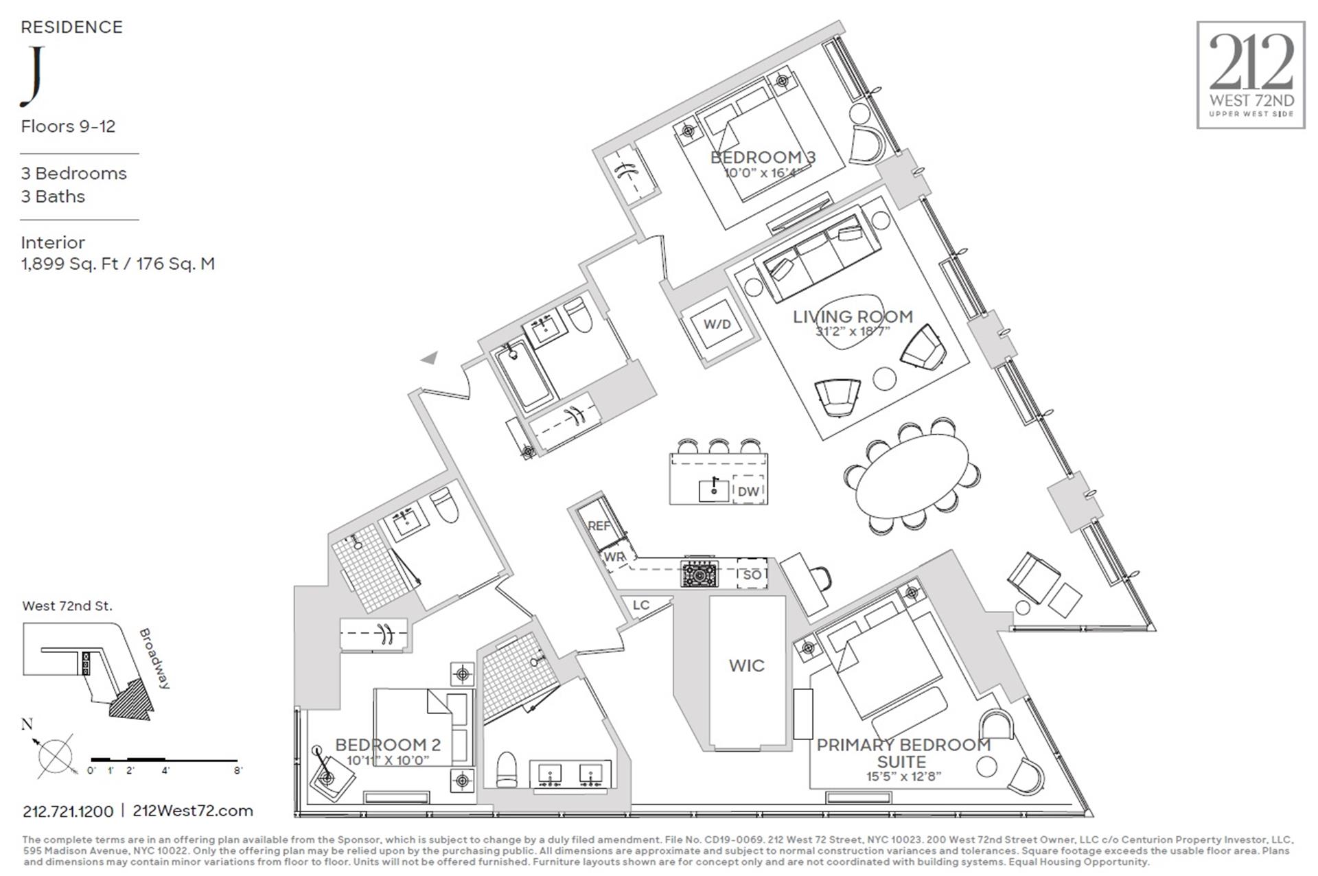 Floorplan for 212 West 72nd Street, 9J