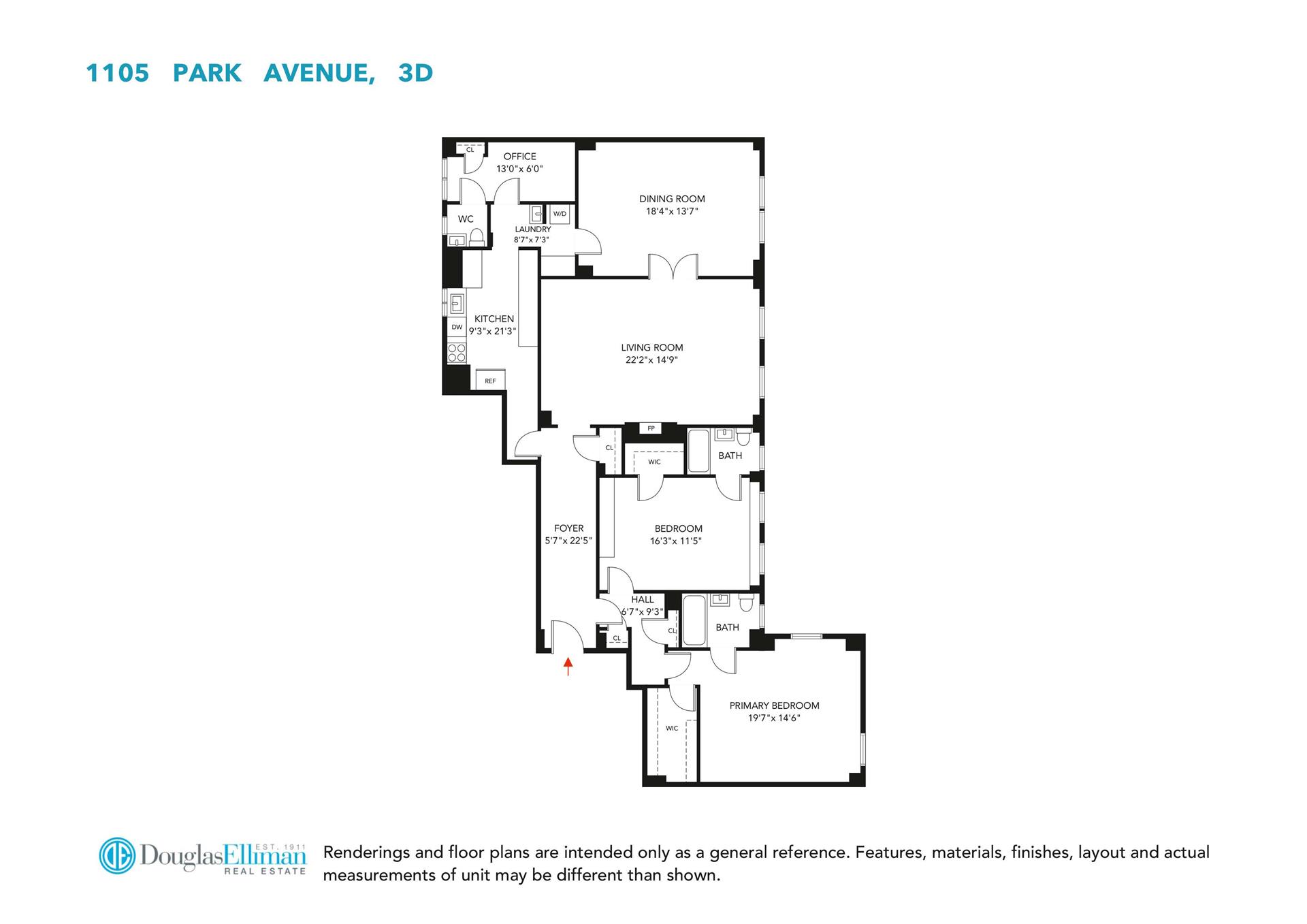 Floorplan for 1105 Park Avenue, 3D