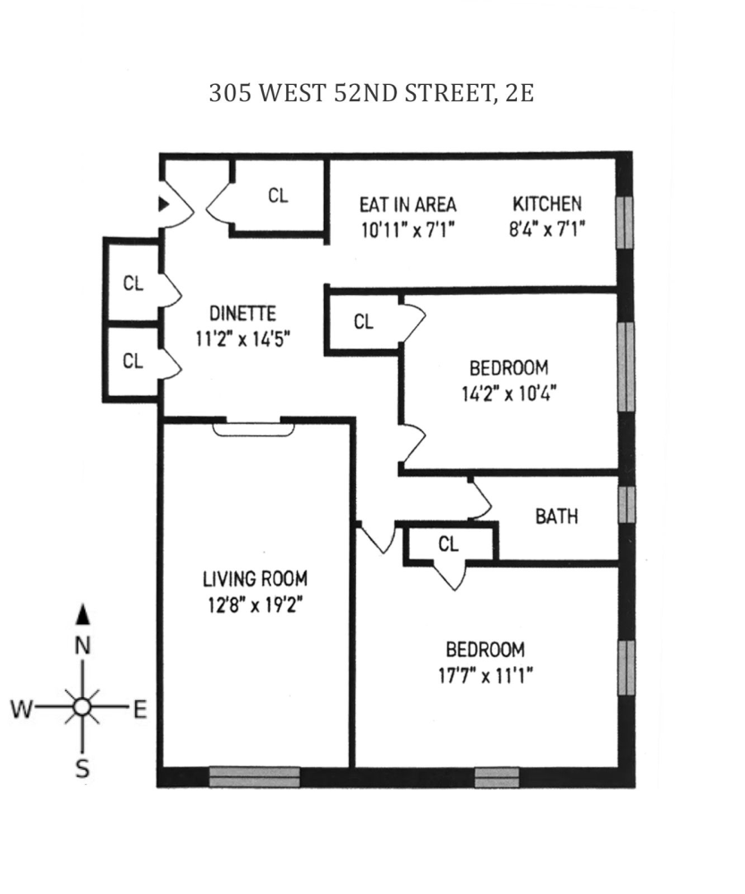 Floorplan for 305 West 52nd Street, 2E